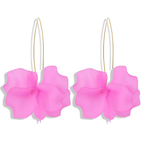 Boho Acrylic Rose Petal Drop Earrings-Rose Red