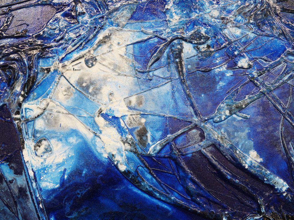 Blue Rhymes 240cm x 100cm Abstract Canvas Art - Modern Blue Wall Painting for Living Room, Bedroom & Office Decor