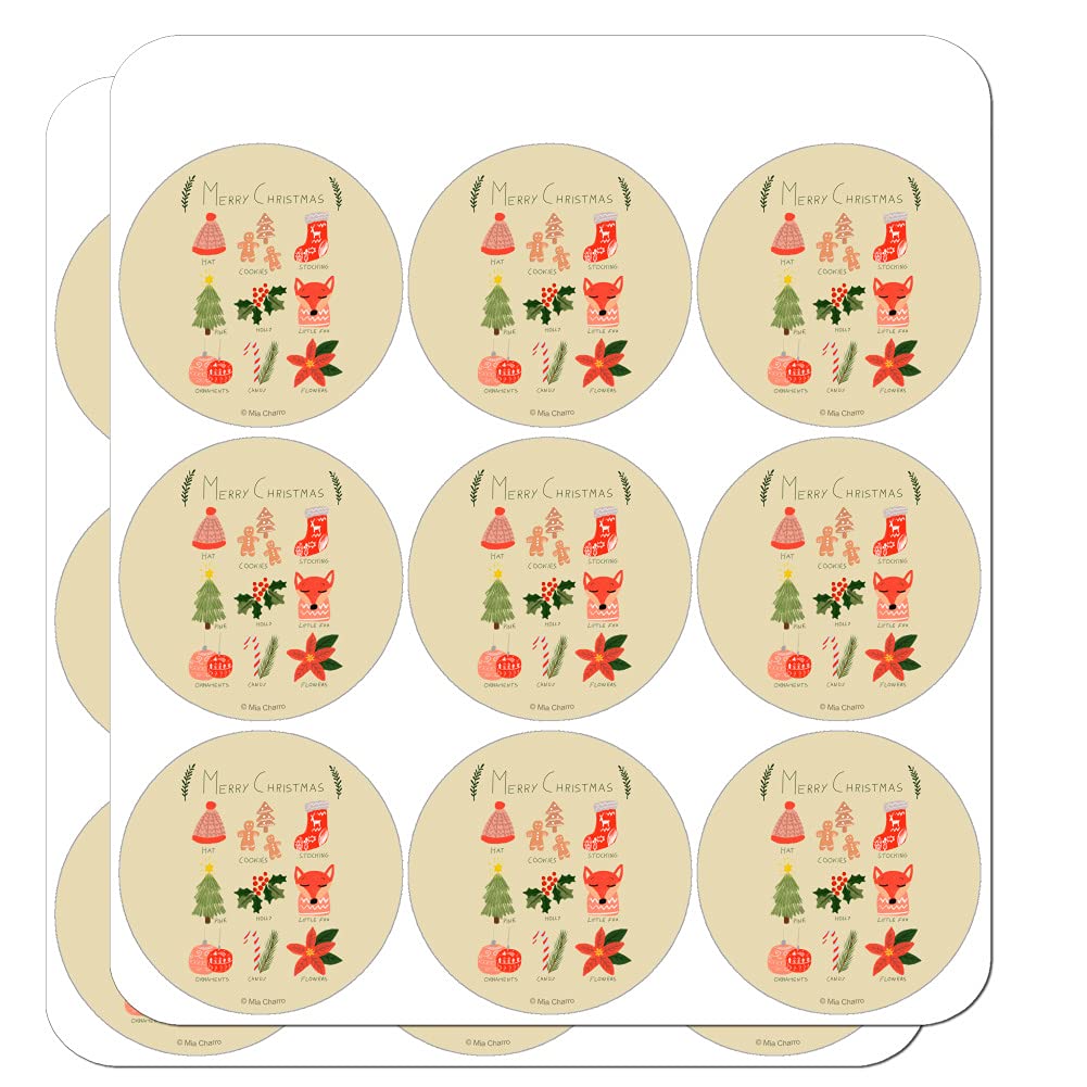 Christmas Cookie Holly Fox Planner Stickers - Scrapbooking & Crafting Decals for DIY Calendars, Journals, and Holiday Decorations | Perfect for Gift Wrapping, Card Making & Party Favors