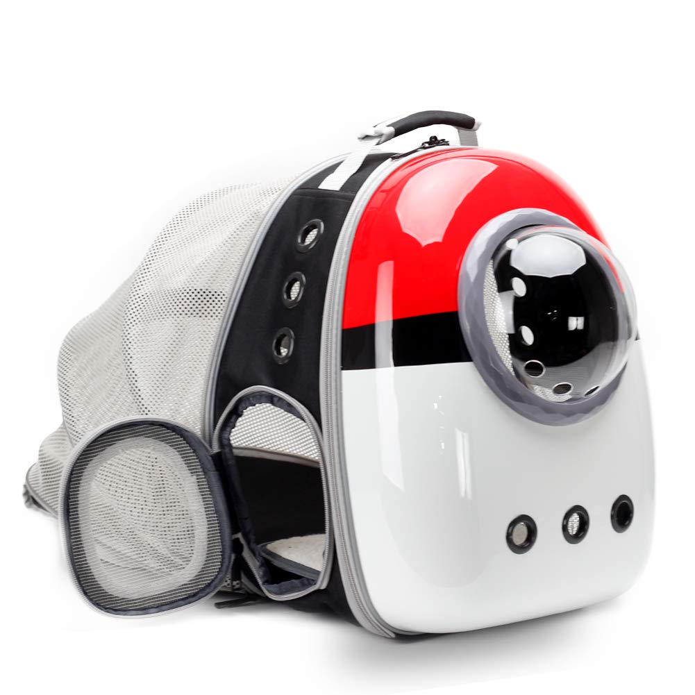 Expandable Cat Carrier Backpack with Bubble Window - Space Capsule Pet Travel Carrier for Small Dogs & Cats - Breathable Hiking Backpack for Outdoor Adventures (Pokemon Design, Hard Shell Expandable) - Perfect for Air Travel, Road Trips & Vet Visits