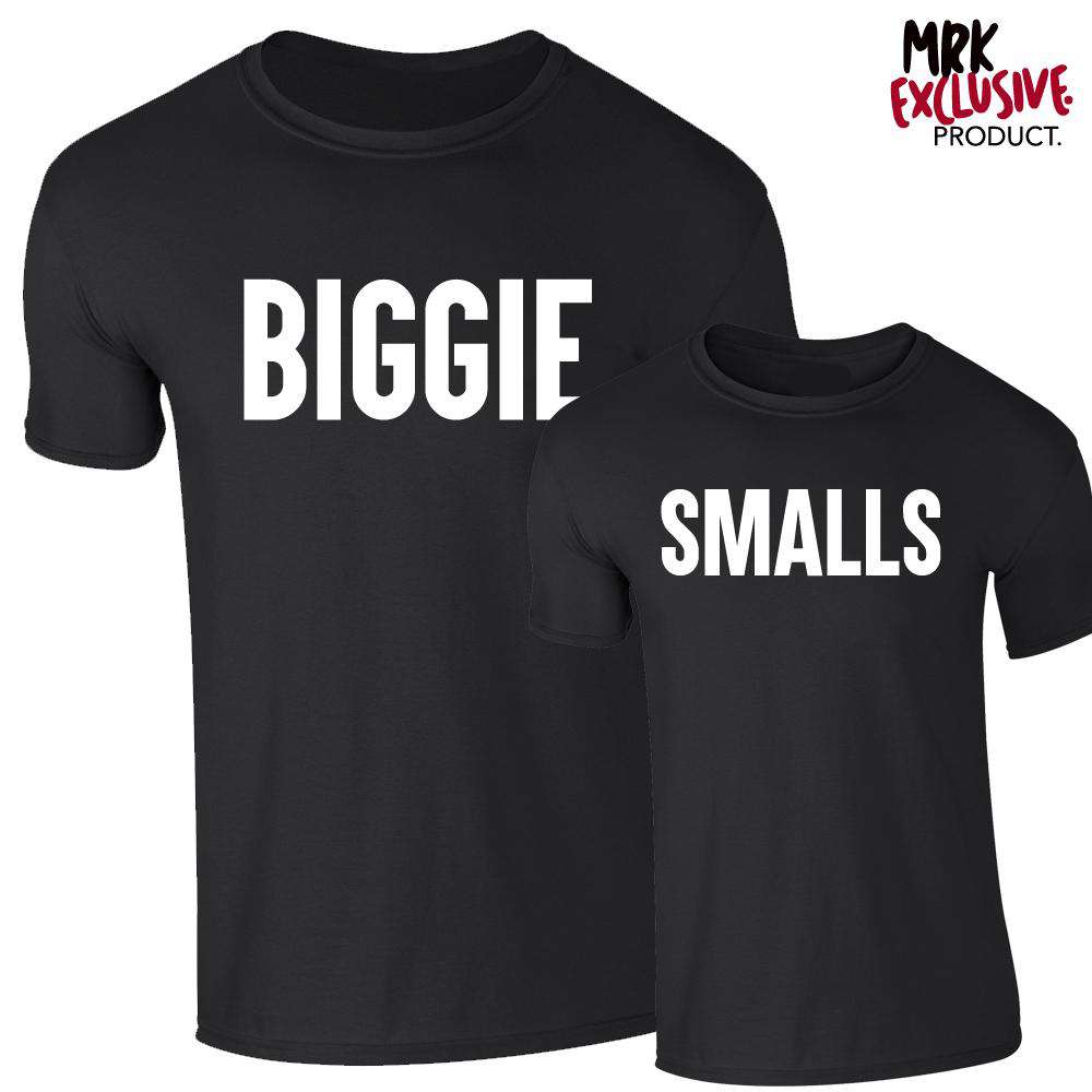 Biggie & Smalls Matching Kids Black T-Shirts (MRK X) - Cute Sibling Outfits for Family Photos & Special Occasions