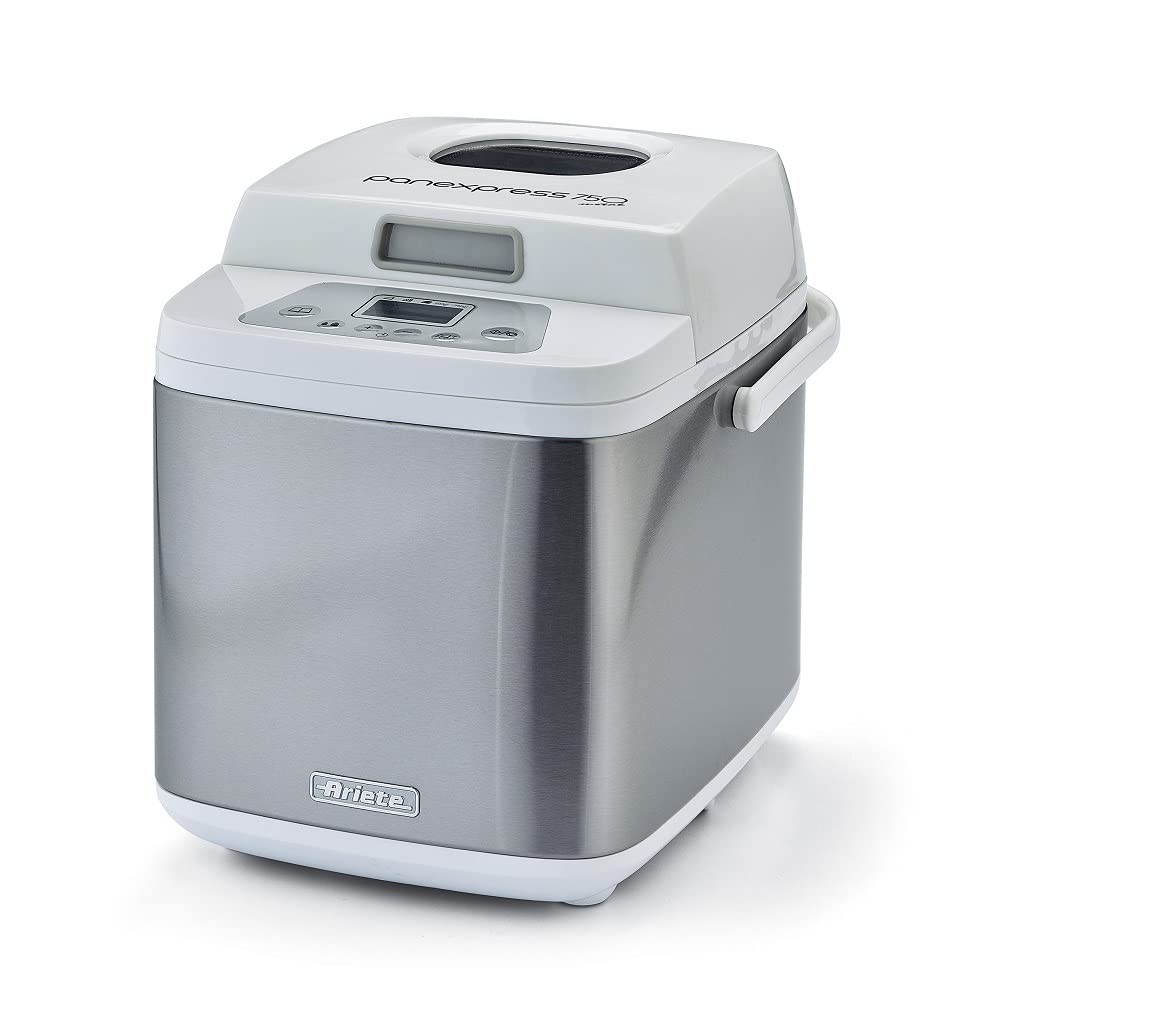 Ariete 132 Panexpress 750 Bread Maker Machine - 500W, LCD Display, 19 Programs, 3 Browning Levels, Silver - Perfect for Home Baking, Fresh Bread & Gluten-Free Recipes