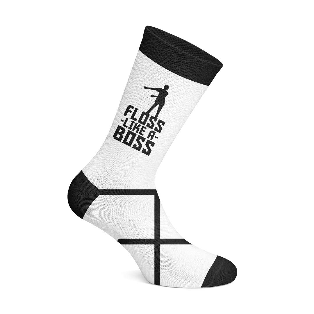 Floss Like A Boss Socks - Funny Dental Hygienist Gifts for Men & Women - Perfect for Dentists, Dental Assistants and Teeth Lovers - Great for Work, Gag Gifts and Office Humor
