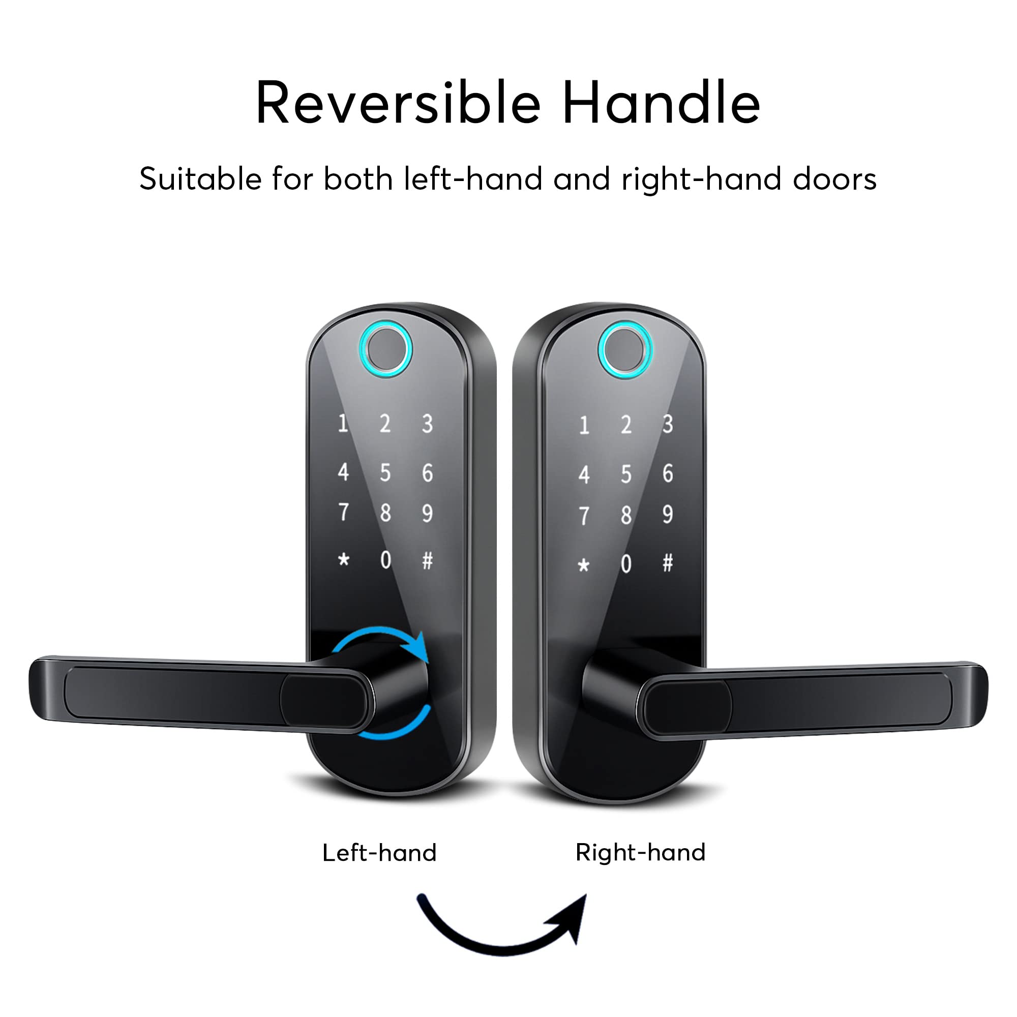 TTLock Smart Door Lock - Bluetooth Fingerprint & Touchscreen Keyless Entry, Auto-Locking Smart Lock for Front Door, Office, Apartment, Garage - Perfect for Home Security & Hands-Free Access