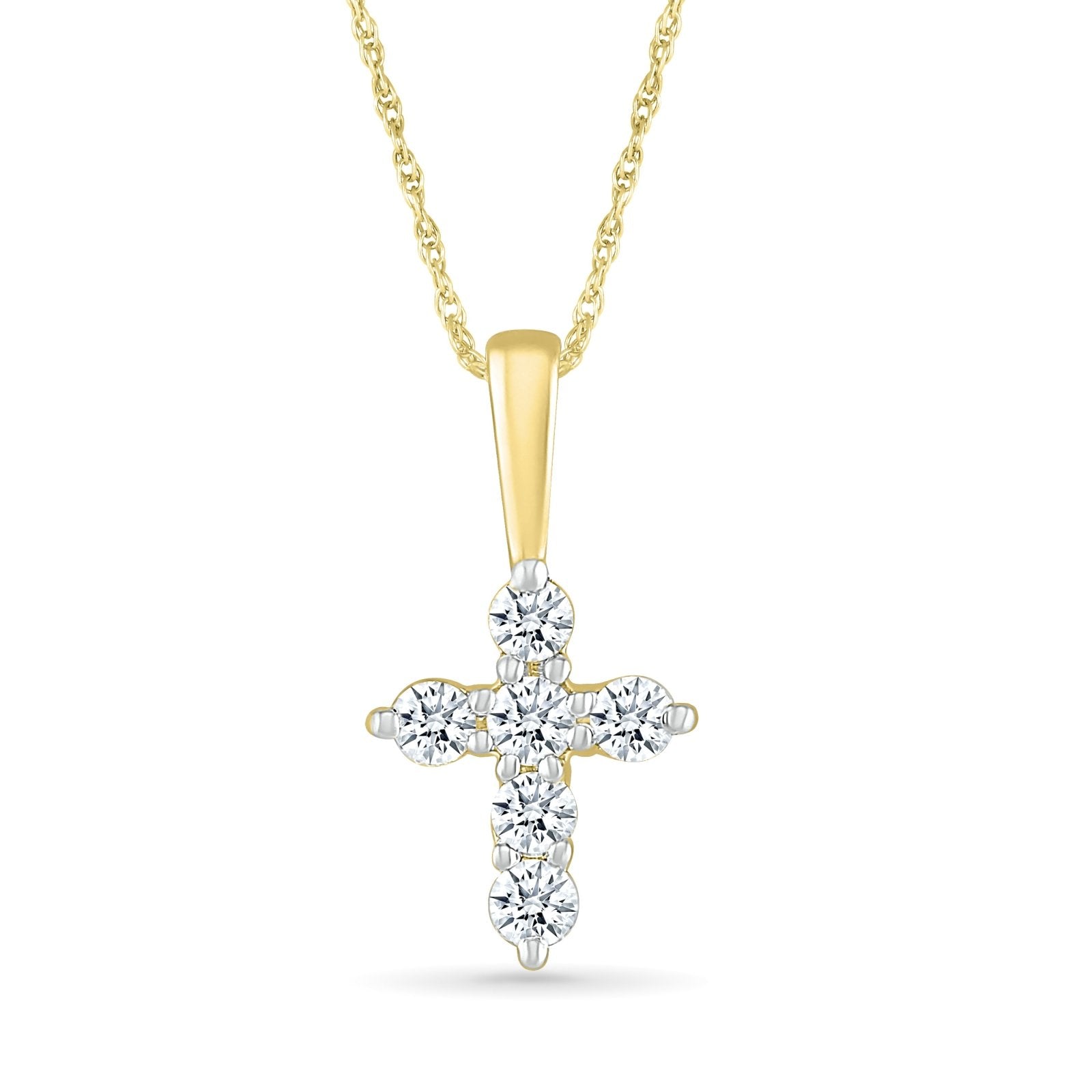 10k Yellow Gold Dainty Diamond Cross Pendant Necklace - Elegant Religious Jewelry for Women, Perfect for Gifts, Baptism, Weddings & Everyday Wear