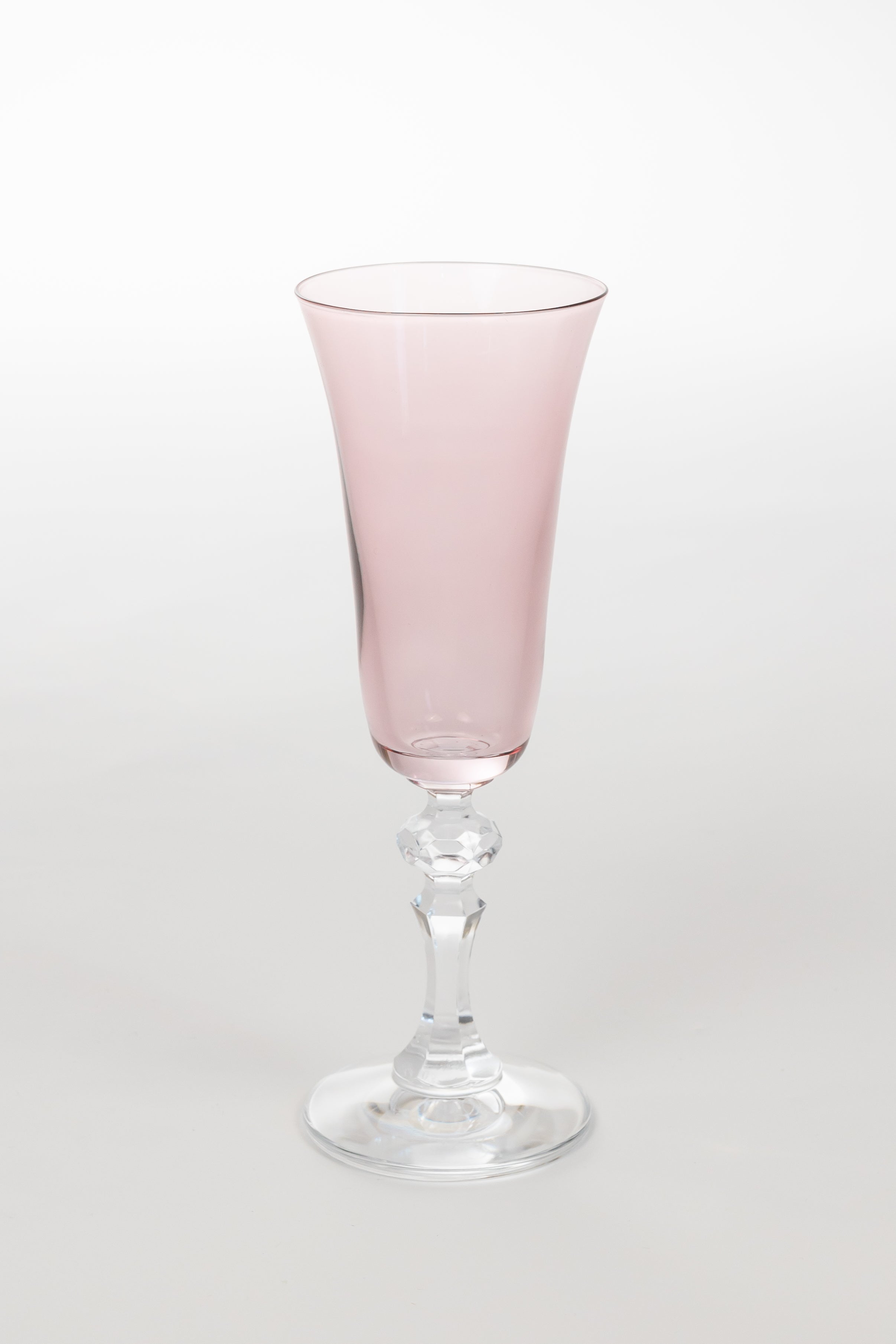 Estelle Colored Regal Flute with Clear Stem - Set of 6 Rose Champagne Glasses for Wedding, Party & Special Occasions