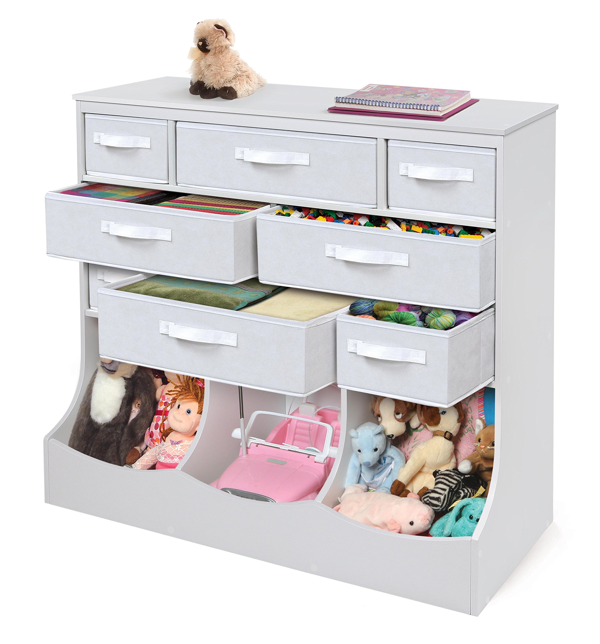 Badger Basket Storage Station with 8 Bins & 3 Baskets - Versatile Organizer for Toys, Crafts, Clothes & Home Organization - Perfect for Kids Room, Playroom & Nursery Storage Solutions