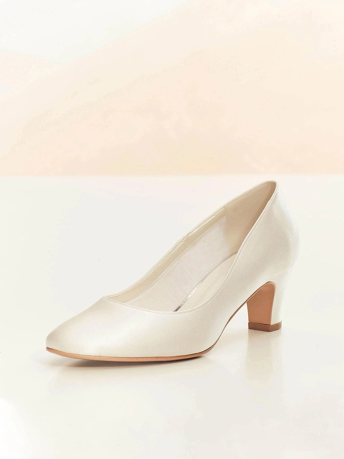 Ivory Satin Wedding Shoes for Bride - Low Block Heel Comfortable Bridal Shoes - Size 6 Women's Wedding Footwear - Perfect for Church Ceremony, Outdoor Wedding & Reception