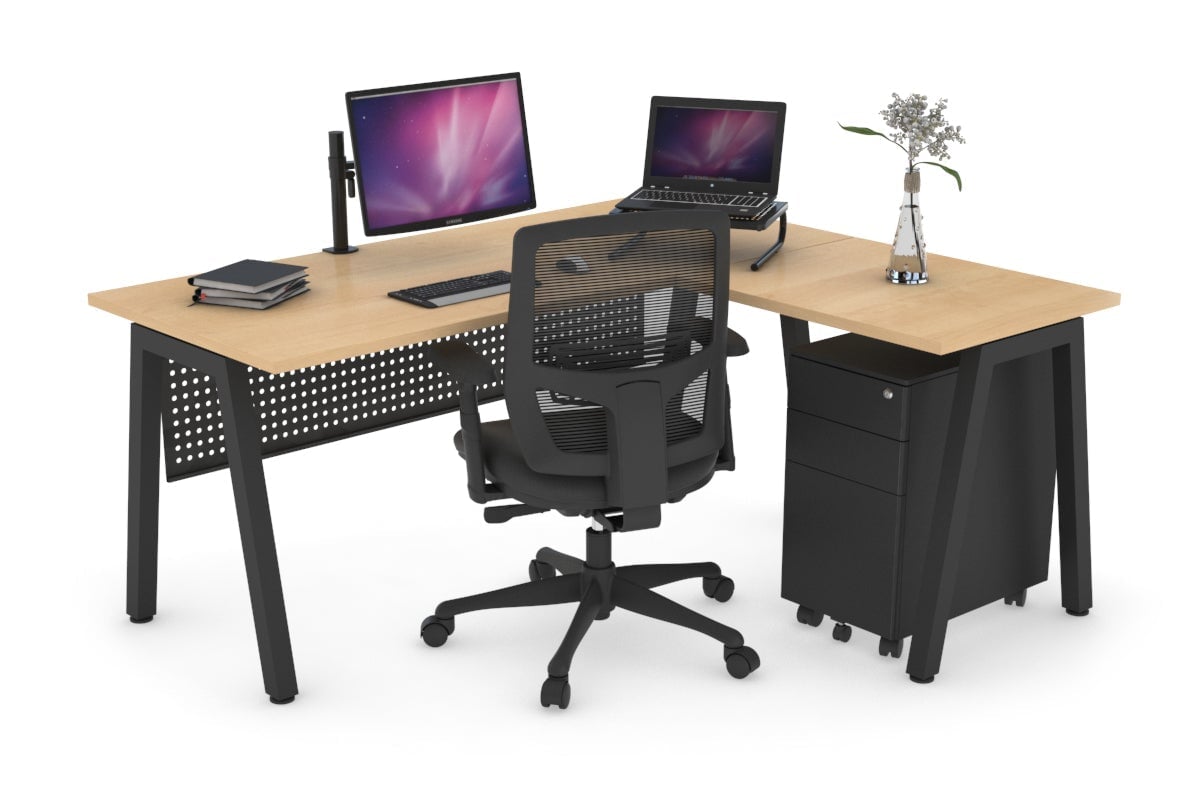 L-Shaped Corner Office Desk with Quadro A Legs - 1600L x 1700W for Home Office, Gaming & Workspace Setup - Ergonomic Computer Desk for Professionals & Students