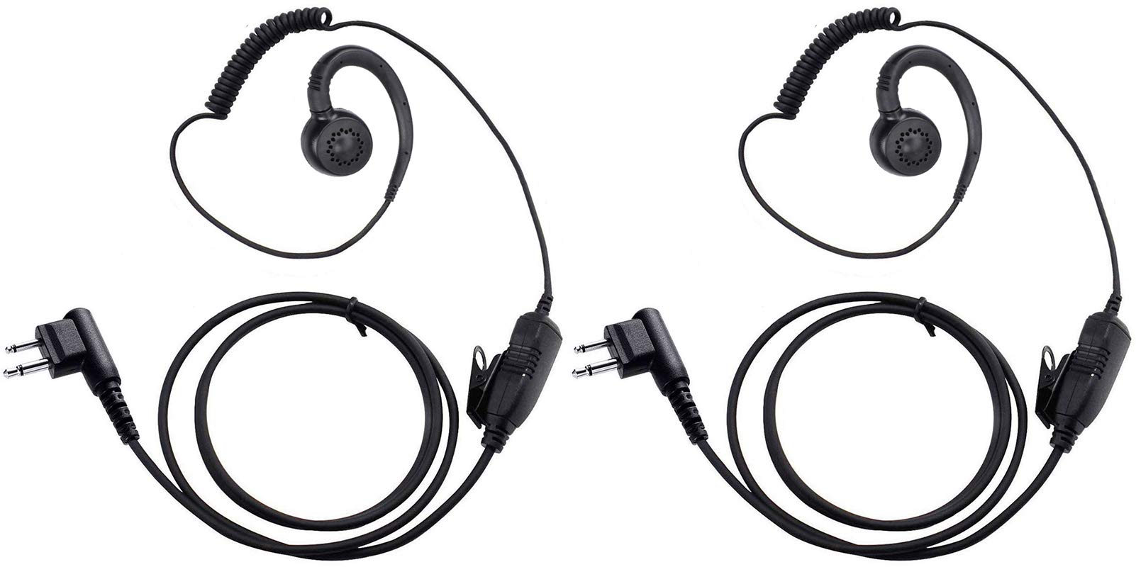 abcGoodefg 2-Pack Two-Way Radio Earpiece with PTT Mic - Compatible with Motorola Talkabout CP200, CP200D, CLS1110 (2-Pin Walkie Talkie Headset) - Ideal for Security, Construction & Event Staff Communication