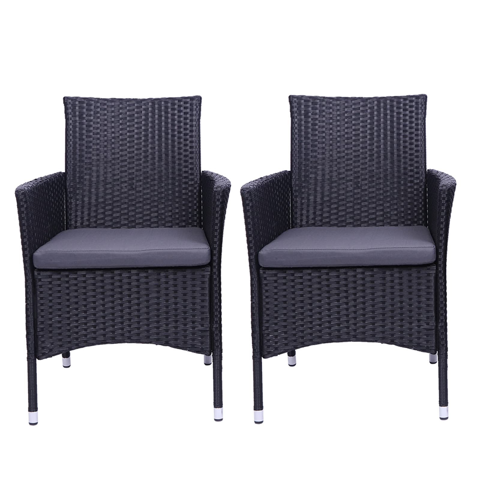 2-Piece Rattan Patio Chair Set with Single Backrest - Black Outdoor Garden Furniture for Relaxing | Durable & Stylish for Backyard, Poolside, or Balcony