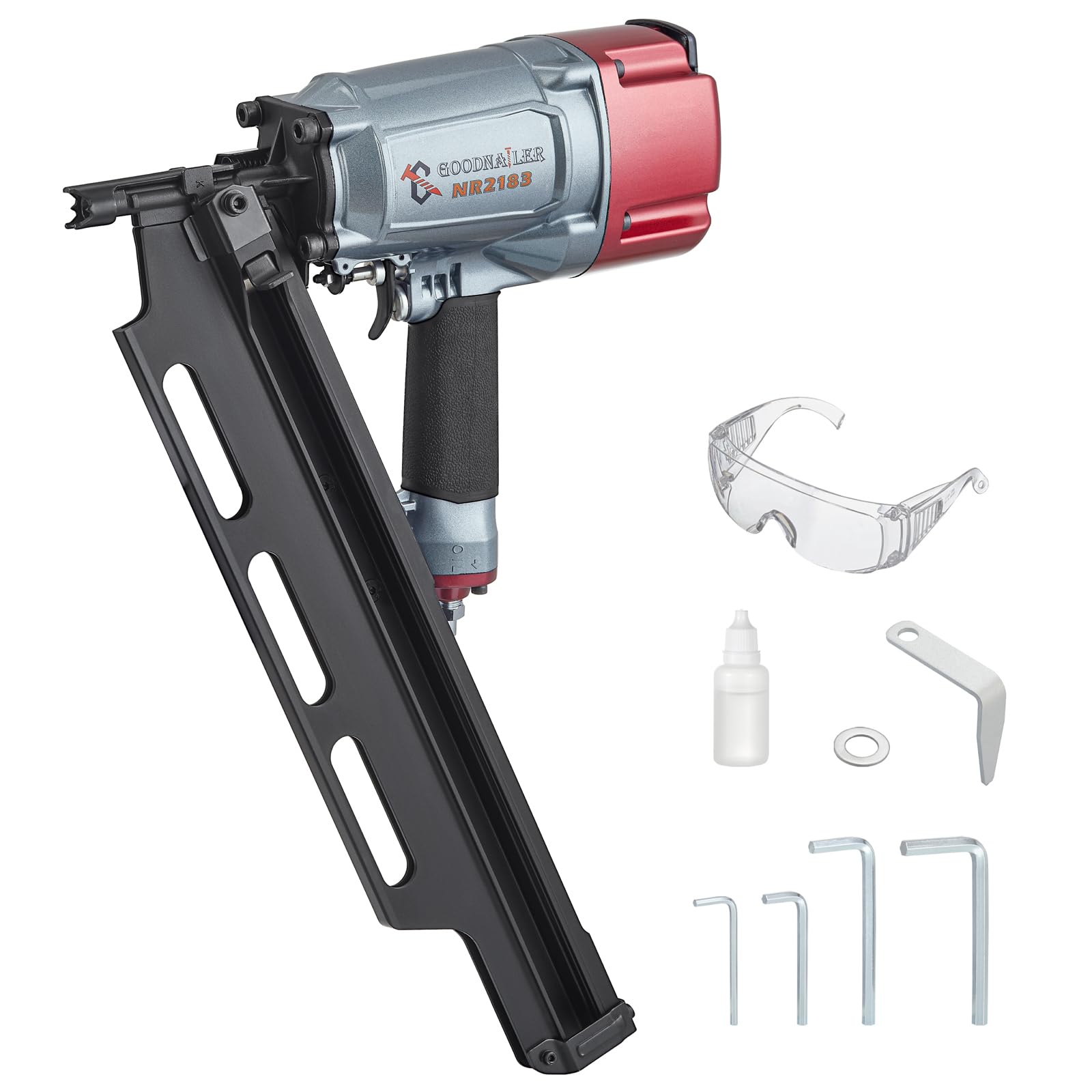 NR2183 21 Degree Plastic Strip Framing Nailer - 2-Inch to 3-1/4-Inch Plastic Collated Full Head Nails - Lightweight Aluminum Magazine for Fast Construction & Woodworking Projects