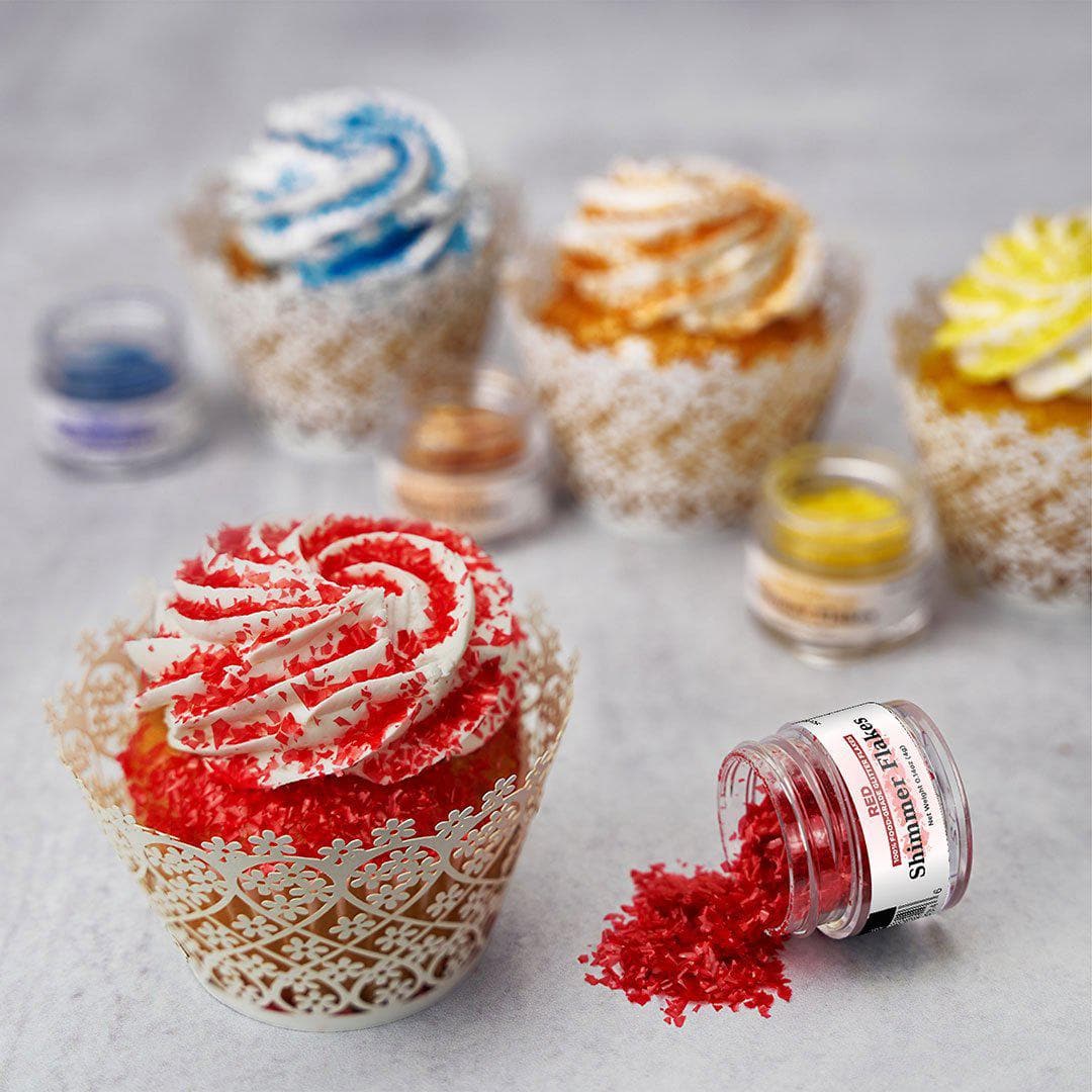 Christmas Candy Cane Edible Shimmer Flakes - 4 Pack Holiday Baking Decorations for Cookies, Cakes & Desserts - Perfect for Christmas Parties, Gift Giving & Festive Treats