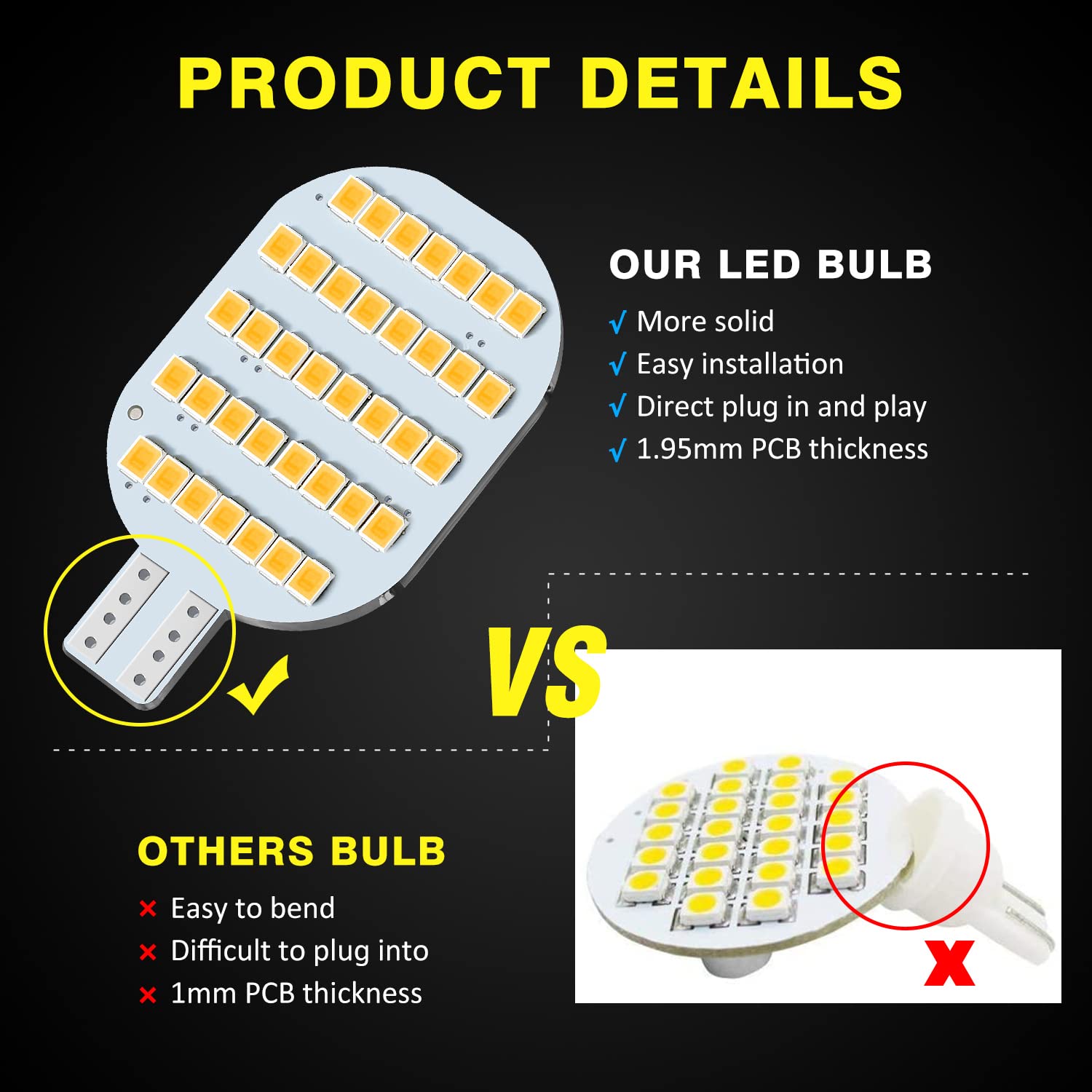 12V RV Interior LED Light Bulbs - T10 921 922 912 Warm White Dome Lights for RV, Camper, Trailer, Motorhome & Marine Boat - Pack of 20 - Perfect for Ceiling Lighting in Recreational Vehicles and Boats