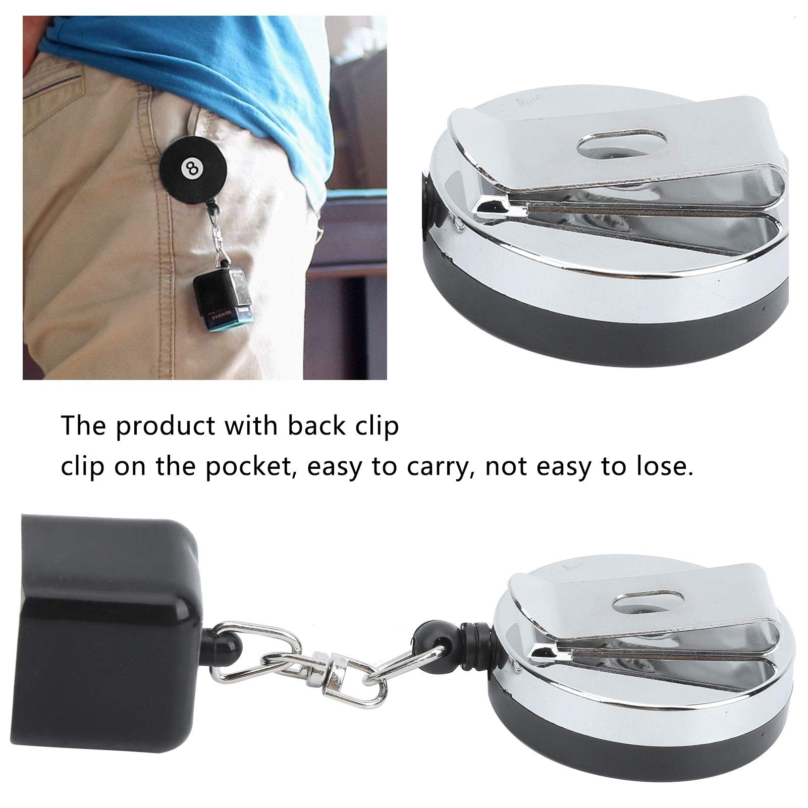 Premium Retractable Pool Cue Chalk Holder - Durable Iron & Plastic Design for Billiards Players | Perfect for Home Game Rooms, Bars & Professional Tournaments