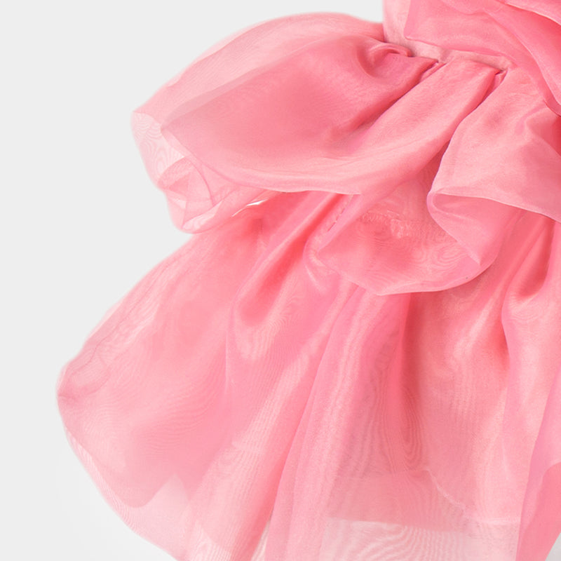Pink Organza A-Line Flower Girl Dress - Sleeveless Short Girls Party Dress for Weddings, Baptisms & Special Occasions