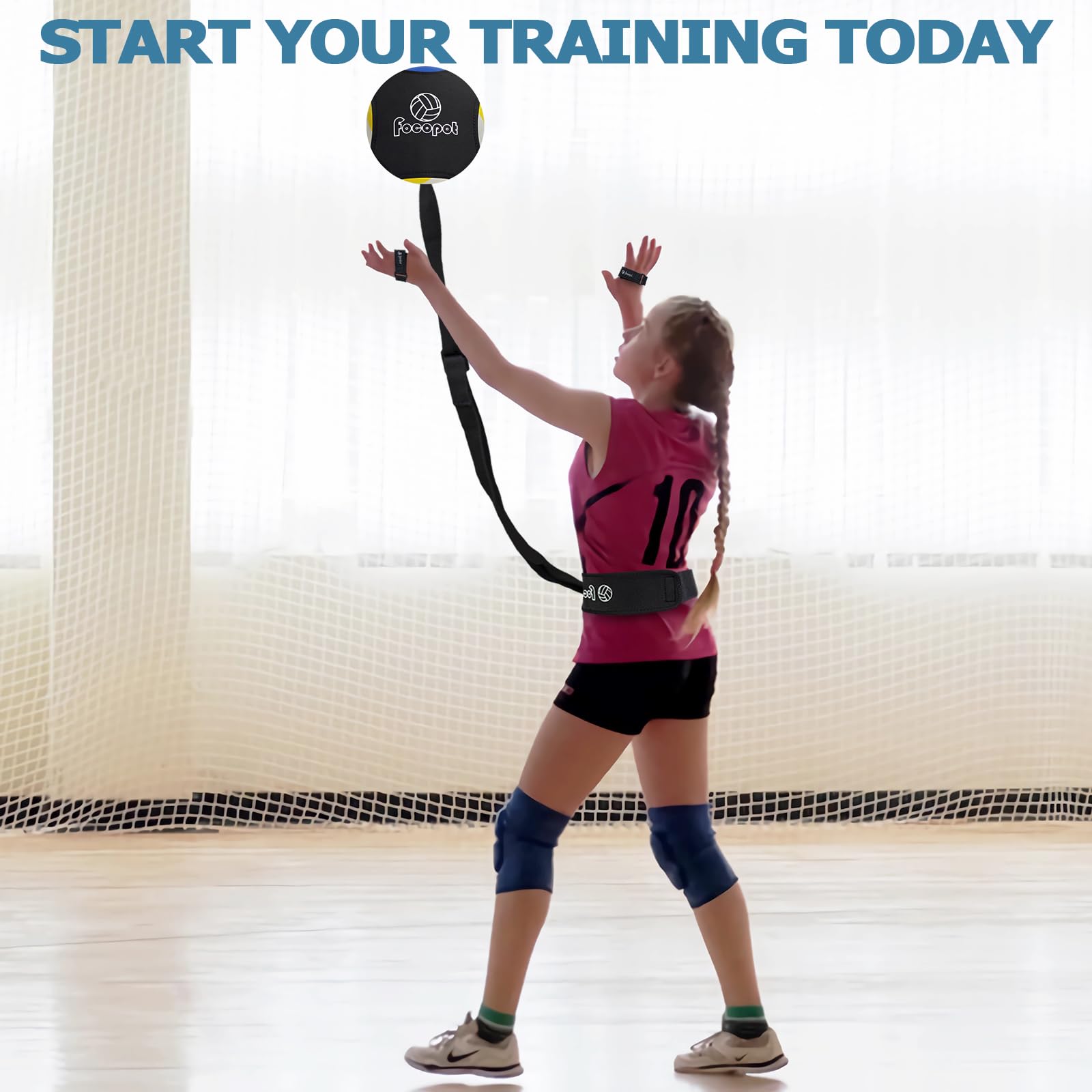 Volleyball Training Equipment - Solo Volleyball Trainer for Serving, Spiking, Setting & Passing | Perfect Volleyball Gift for Beginners & Professionals | Improve Skills at Home, Beach or Court