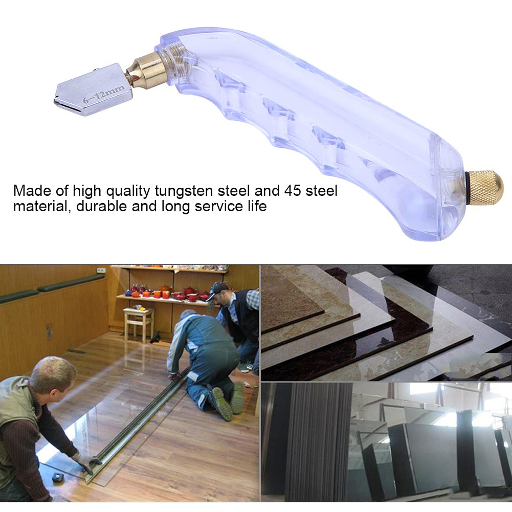 Premium Oil Glass Cutter with Ergonomic Grip - Tungsten Steel/45 Steel Roller Cutting Tool for Hard Glass, Mirrors, Ceramic Tiles & Minerals - Perfect for DIY Projects, Home Renovations & Professional Glass Cutting