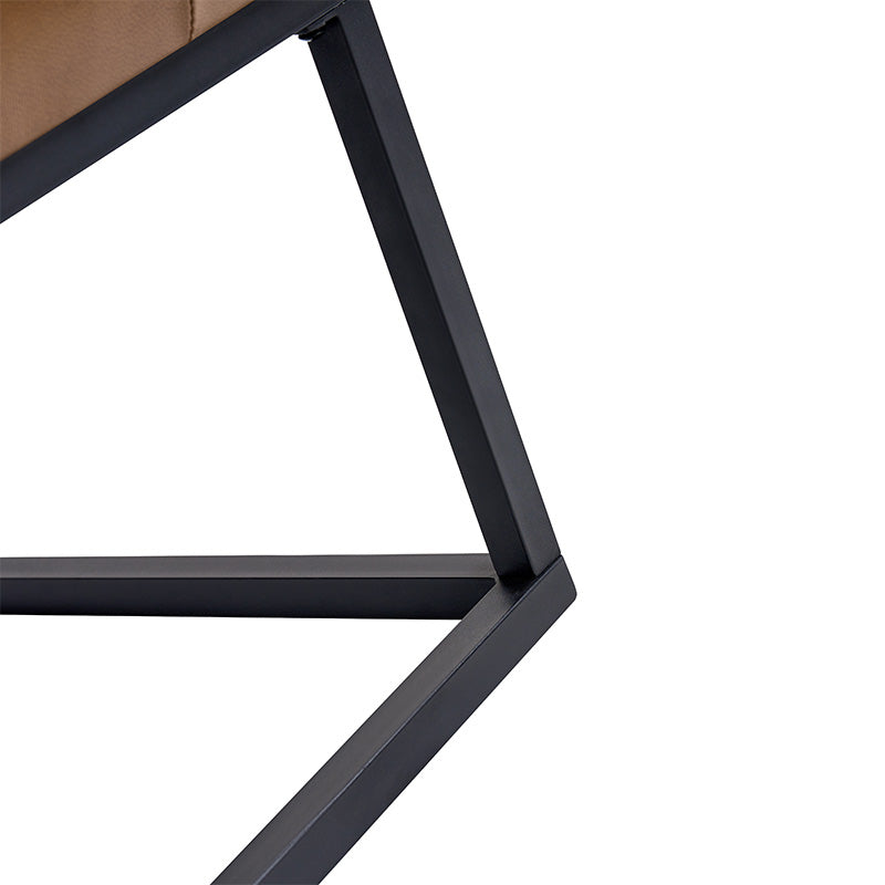 Genuine Leather Ottoman with Open Frame Base - Modern Footrest & Storage Stool for Living Room, Bedroom, or Office