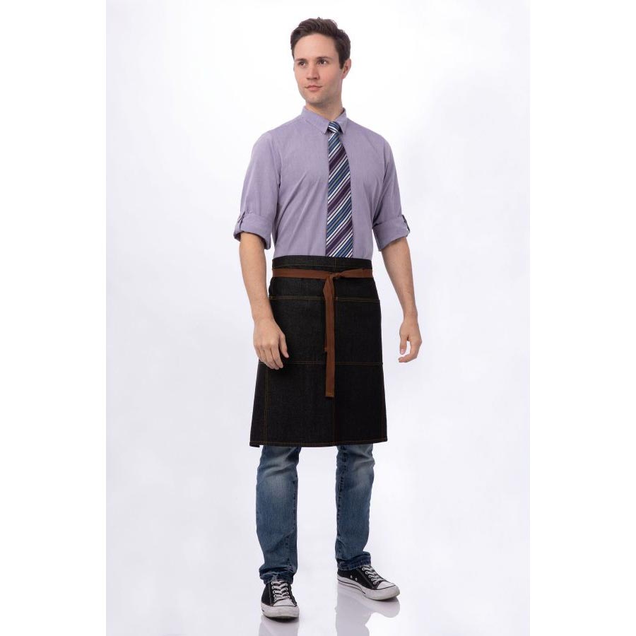 Chef Works AW049BLK Memphis Bistro Apron - Premium Black Kitchen Apron 32