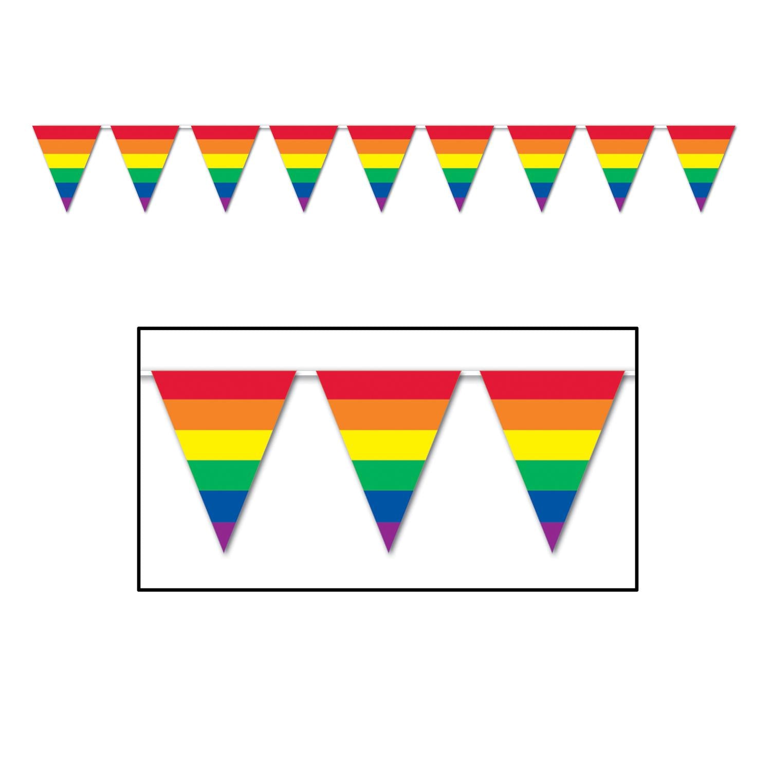 12 Pack Beistle 12 ft Rainbow Stripes Party Pennant Banner - Colorful Decoration for Birthday, Baby Shower & Graduation Celebrations