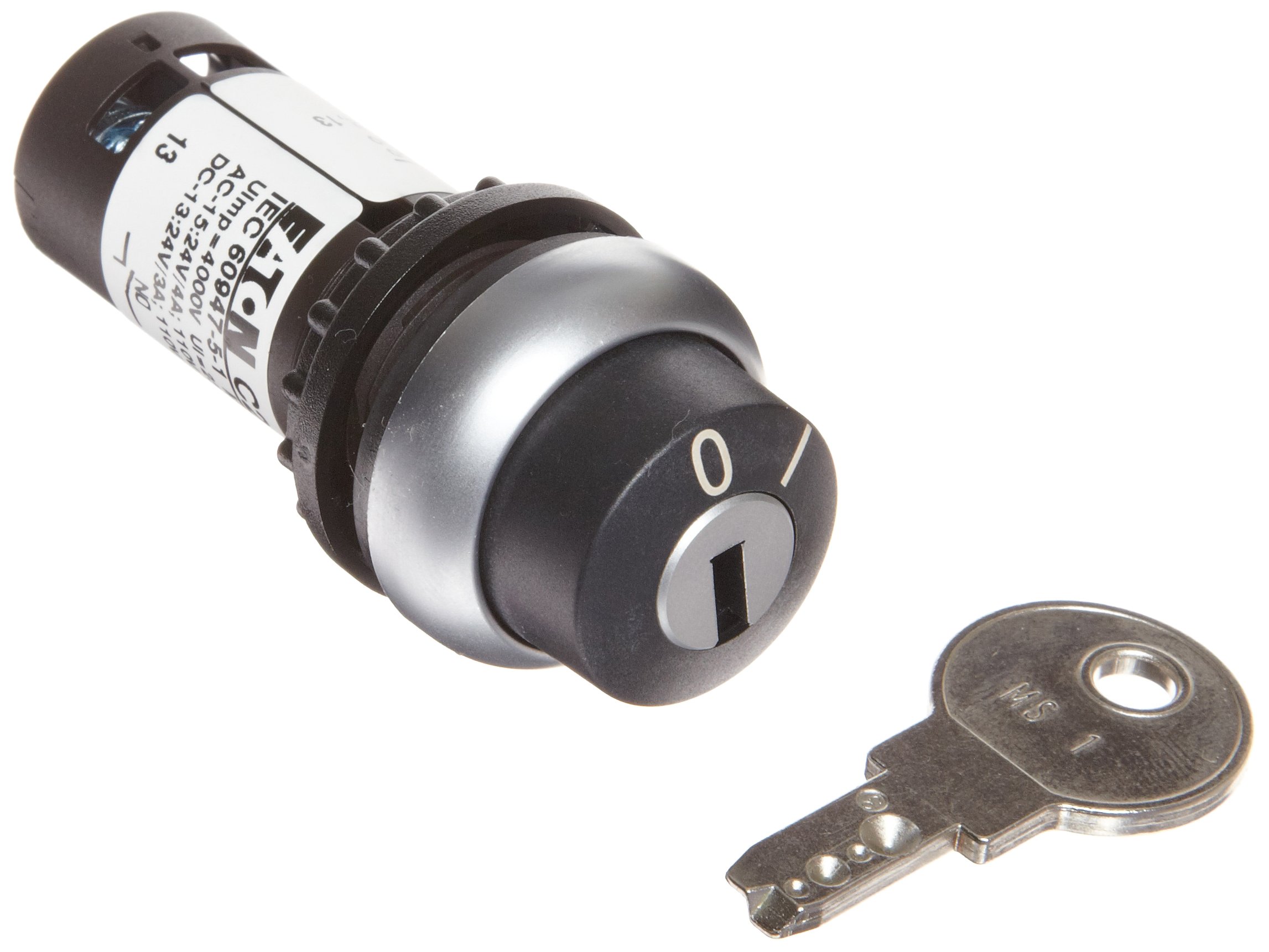 Eaton C22-WRS-MS1-K10 Key Operated Selector Switch - 2 Position Maintained, SPST-NO Contact, Silver Bezel | Industrial Control Panel & Machinery Safety Switch
