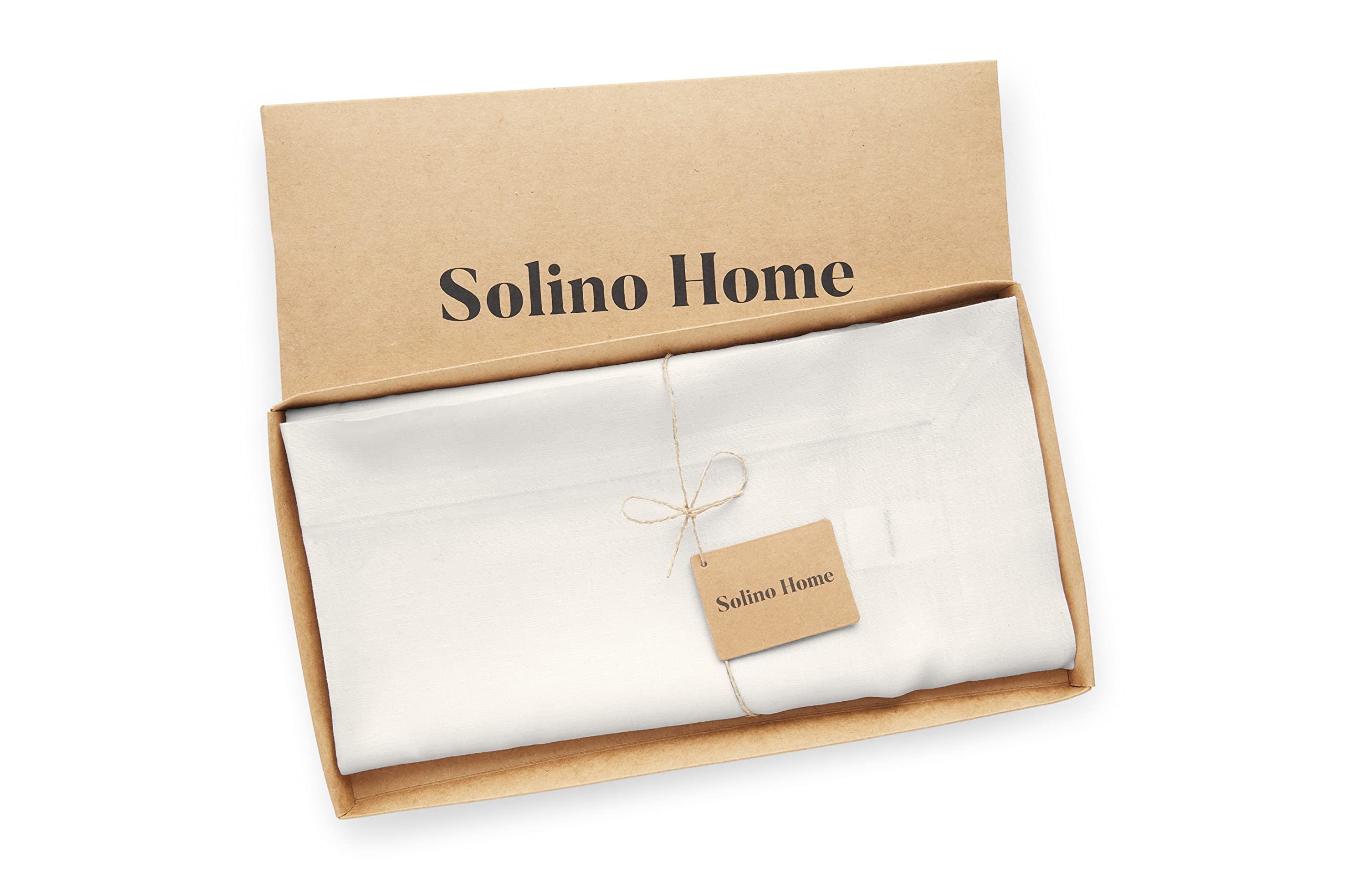 Solino Home 100% Pure Linen Square Tablecloth 52x52 Inches - Machine Washable White Table Throw for Wedding, Party & Holiday Decor - Perfect for Easter, Mother's Day & Spring Dining Table Settings