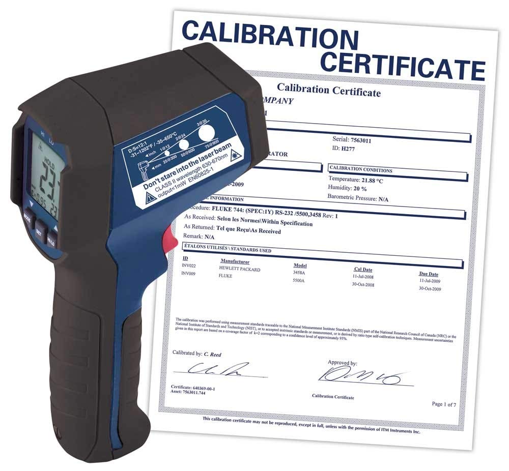 REED Instruments R2310-NIST Digital Infrared Thermometer with 12:1 Distance-to-Spot Ratio, -58°F to 1202°F (-50°C to 650°C) - Perfect for HVAC, Food Safety, Industrial and Home Use