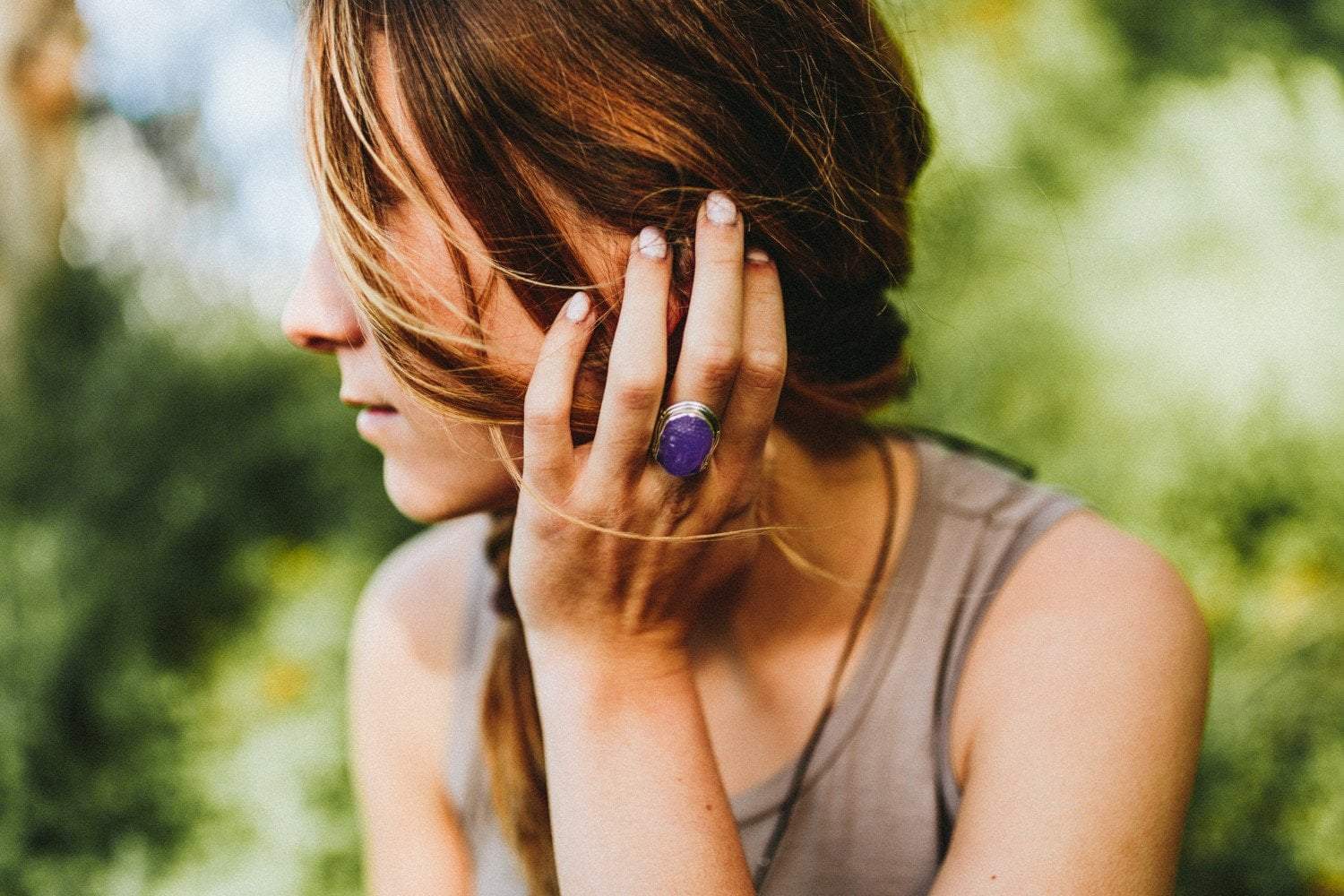 Amethyst Buddha Head Ring - Spiritual Healing Jewelry for Meditation & Positive Energy - Perfect for Yoga, Mindfulness & Gift Giving