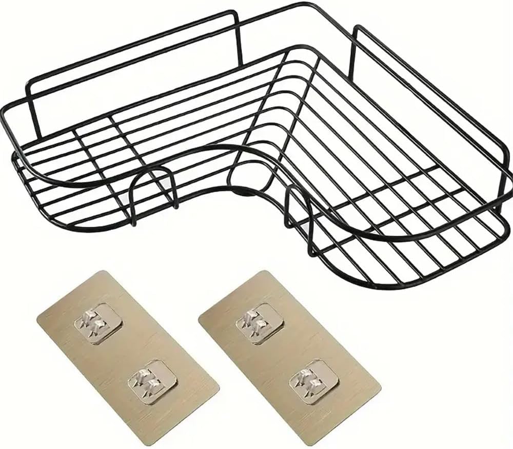 Boniry No-Drill Adhesive Metal Bathroom Corner Shelf Organizer - Space-Saving Shampoo Holder & Multipurpose Storage Rack for Bathroom, Shower, Kitchen (1PC) - Perfect for Small Spaces & Clutter-Free Organization