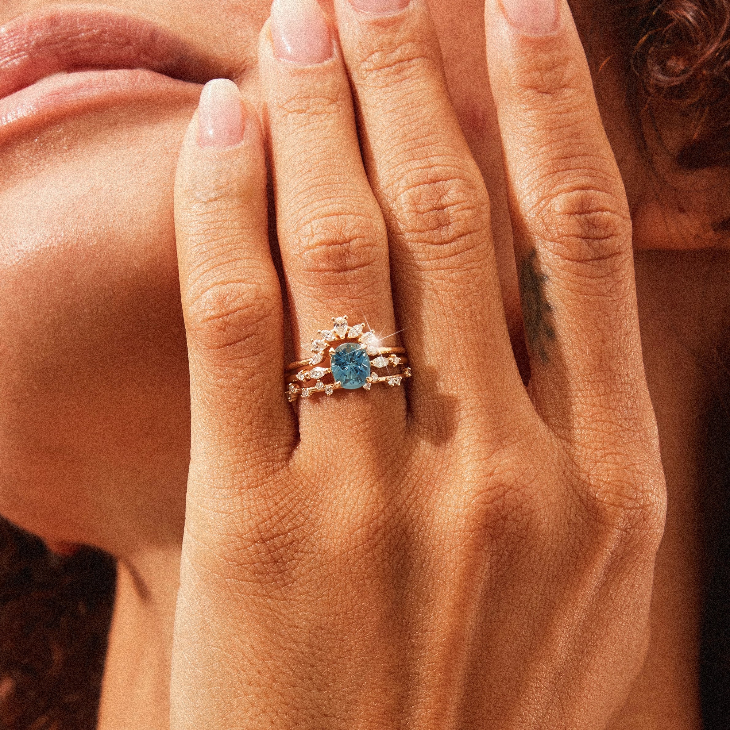 Aurora's Essence Unique 14K Yellow Gold Ring with Light Sky Blue Oval Sapphire - Perfect for Weddings, Anniversaries & Special Occasions