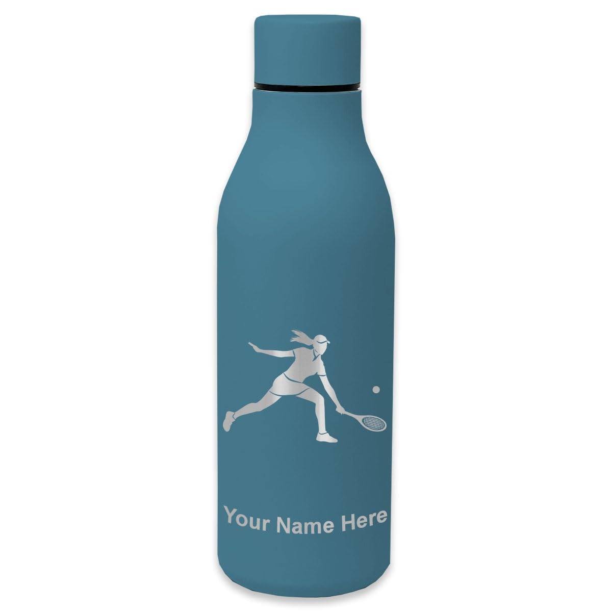Premium Double Wall Insulated Stainless Steel Water Bottle for Women - Personalized Engraved Tennis Player Design - Perfect for Gym, Hiking & Sports Hydration