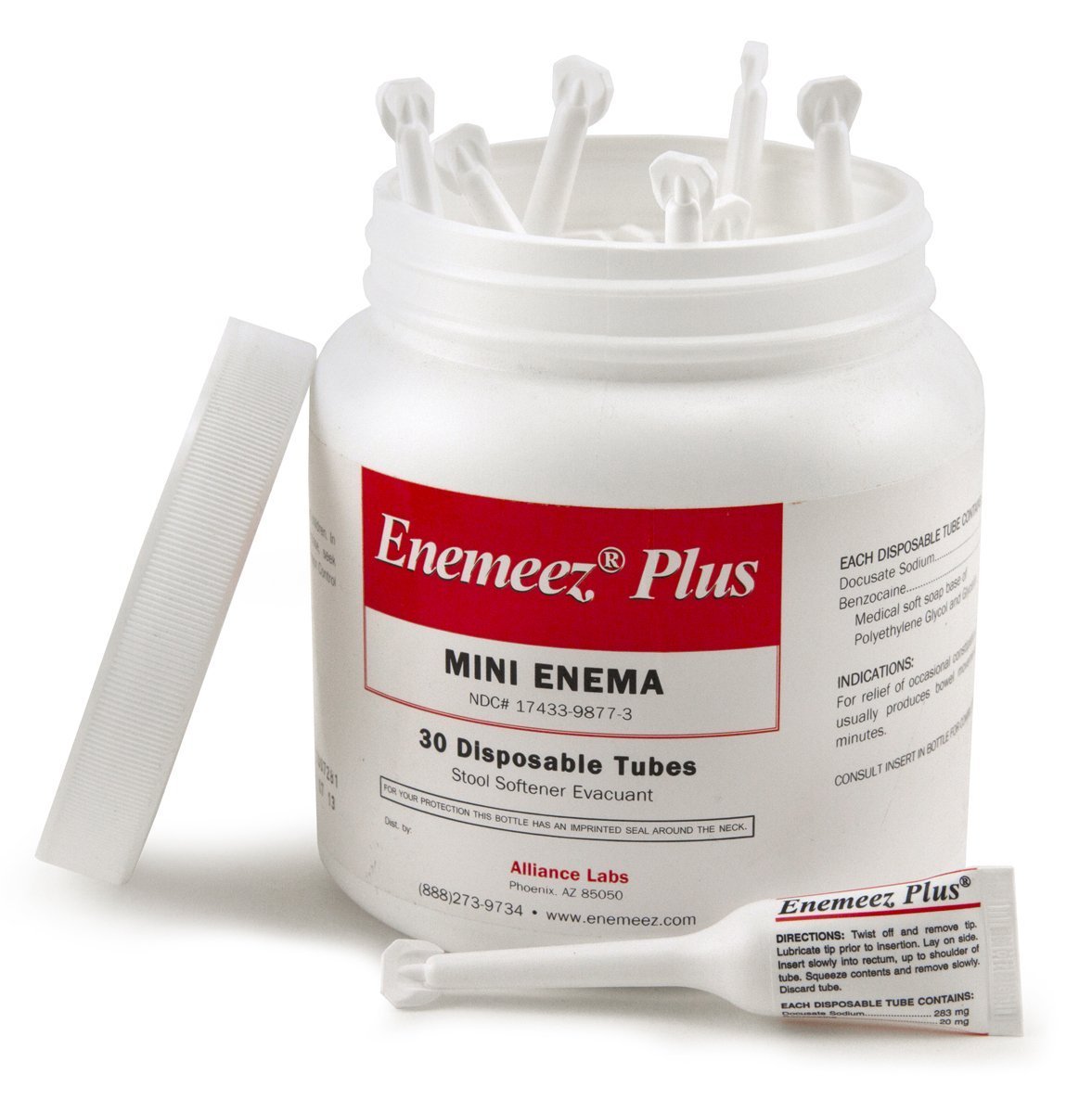 Enemeez Plus Enema Case of 6 Jars - 180 Single-Use Mini Enemas for Constipation Relief & Bowel Cleansing | Travel-Friendly, Home & Hospital Use