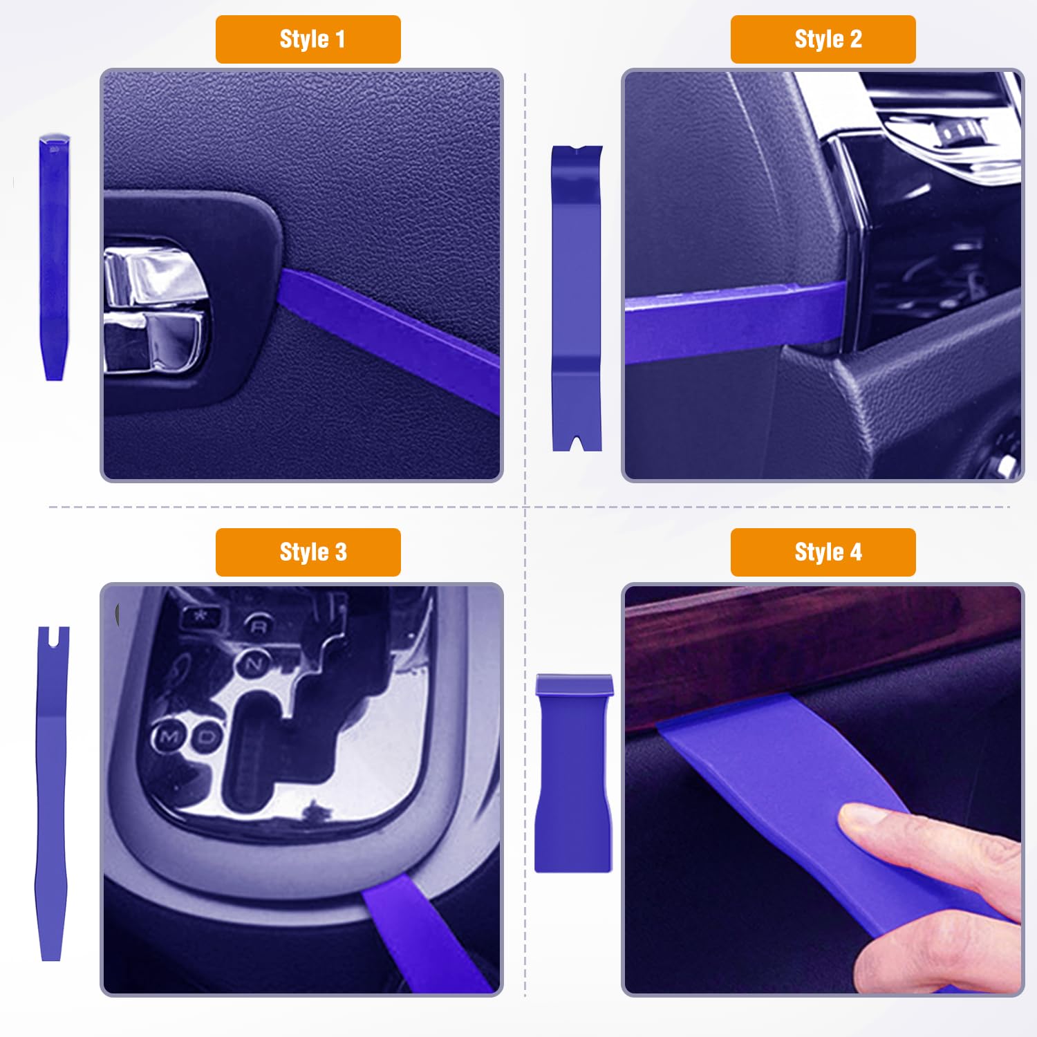 GOOACC 5PCS Auto Trim Removal Tool Kit - No Scratch Car Audio Dash & Window Molding Fastener Remover Set (Blue) | Perfect for Car Stereo Installation, Interior Detailing & DIY Auto Repair