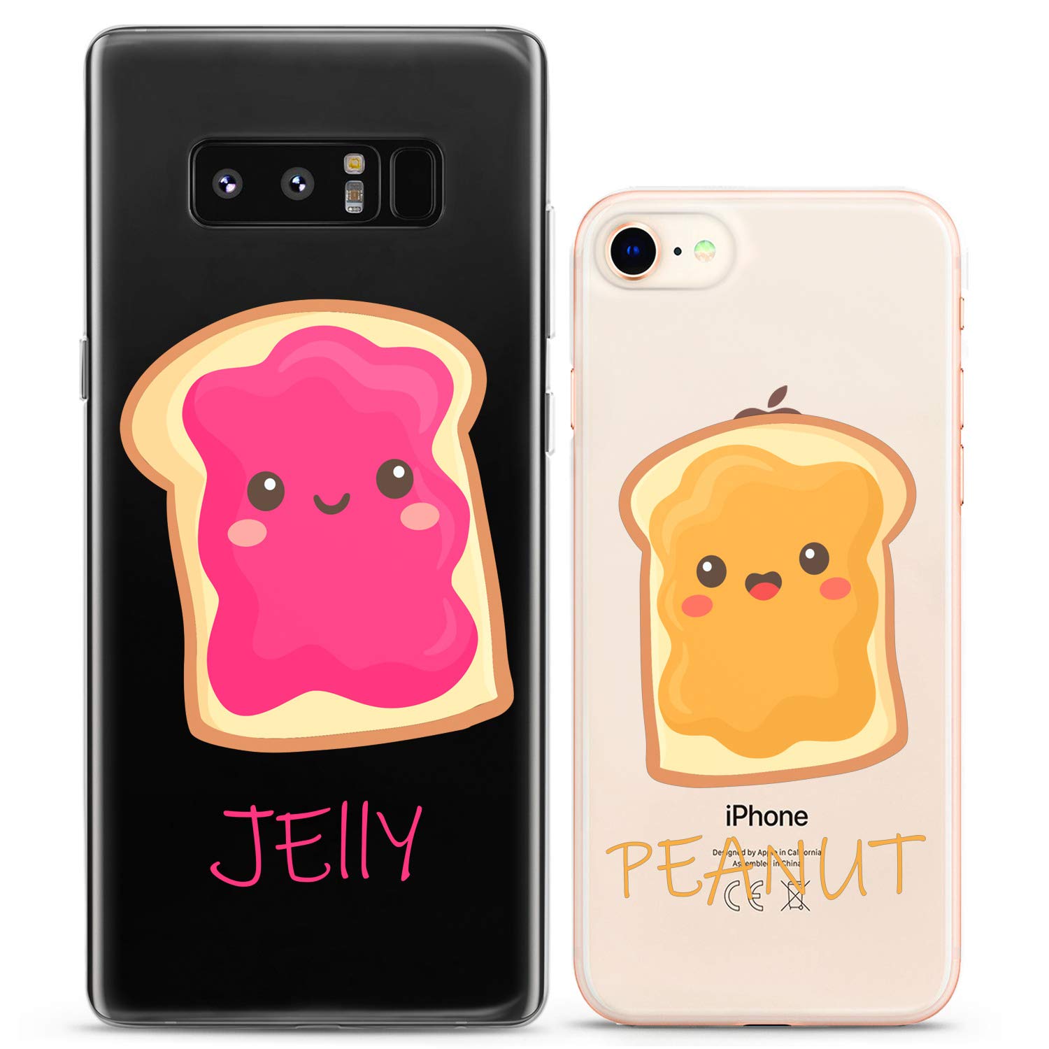 **Matching Couple Phone Cases for iPhone 16/15/14/13/12/11 Pro Max/Mini/Xs/X/6s/8 Plus/7/Xr/10/SE/5 - Cute Jelly Peanut Toast Pink Silicone Cover - Perfect Gift for Anniversary, Girlfriend & Best Friend - Fun & Kawaii Design for Everyday Use**
