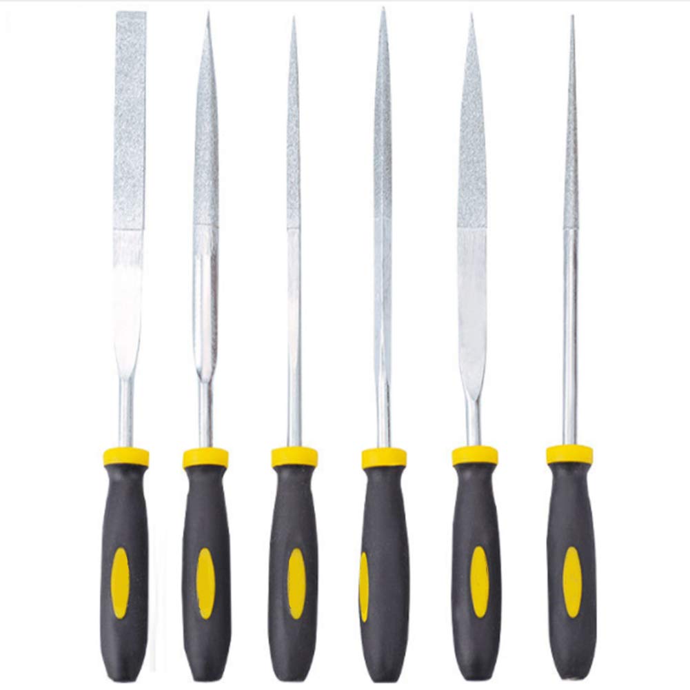 CGgJT Mini Diamond File Set - 6 Piece Assorted Wood Files for Carving Craft (Flat, Half Round, Triangle & Round Files, 3X150mm) | Perfect for Jewelry Making, Woodworking & DIY Projects