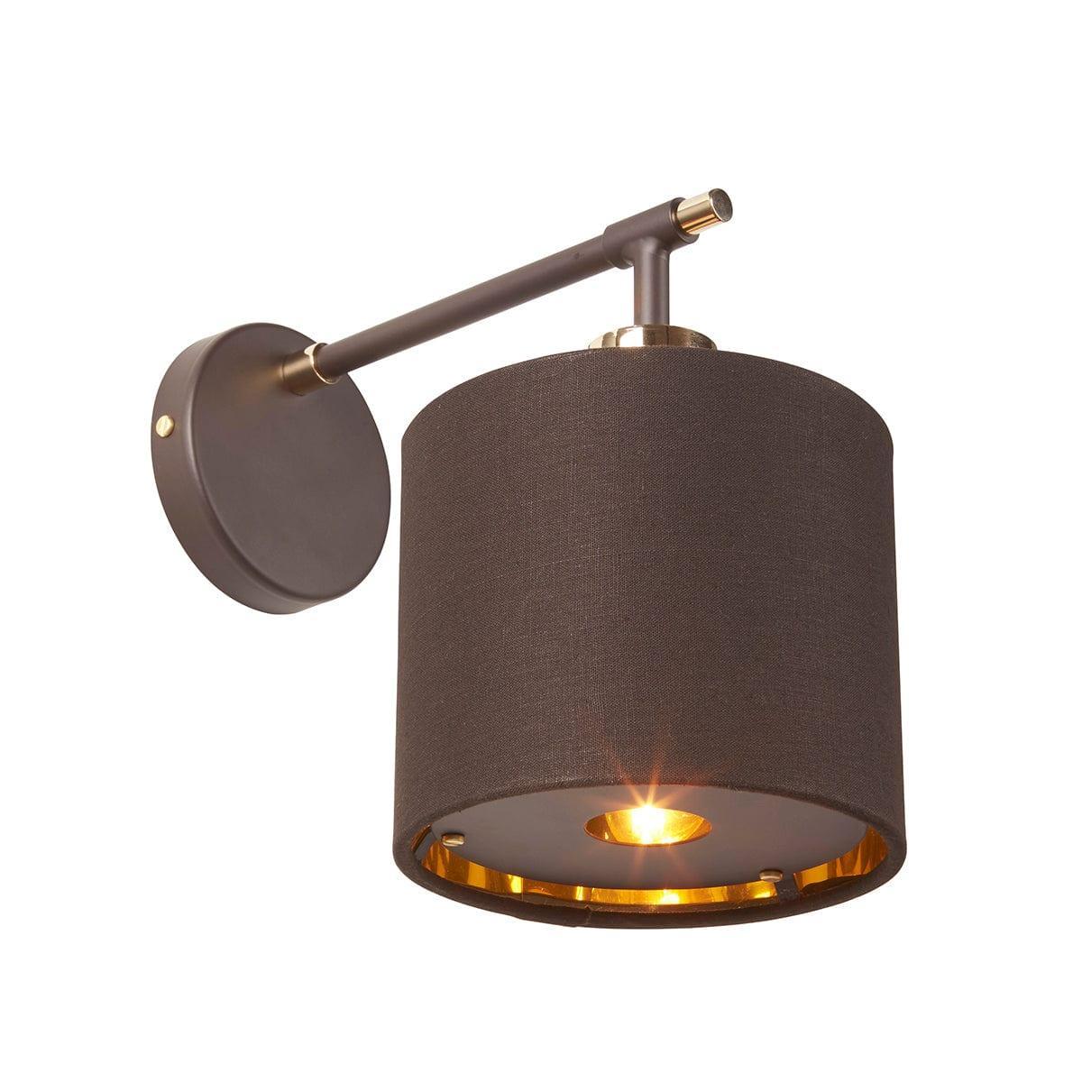 Elstead Balance 1 Wall Light in Light Brown & Polished Brass - Modern Sconce for Living Room, Bedroom, or Hallway Lighting