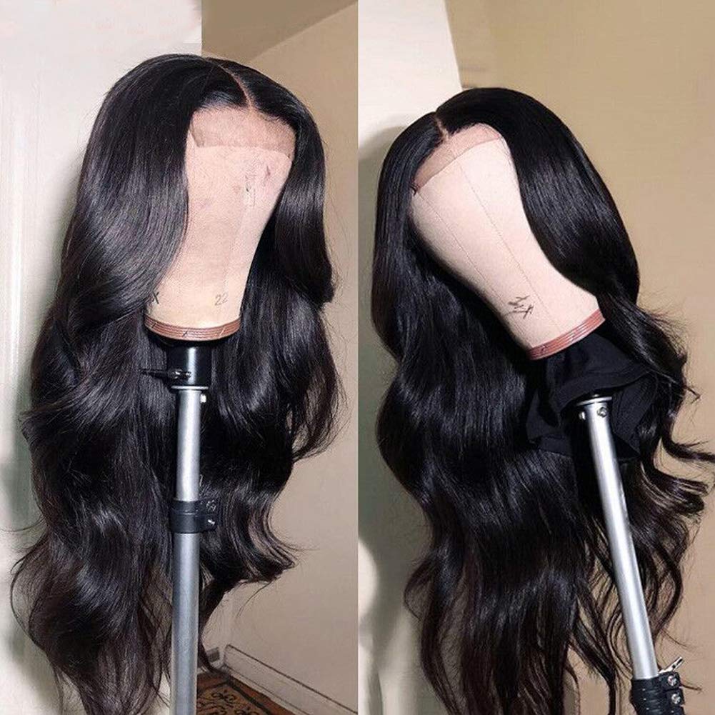 Brazilian Virgin Human Hair Lace Front Wig - 150% Density Body Wave Pre Plucked Bleached Knots with Baby Hair | Glueless 4×4 Lace Closure Wig for Black Women | Natural Color for Daily Wear, Parties & Special Occasions