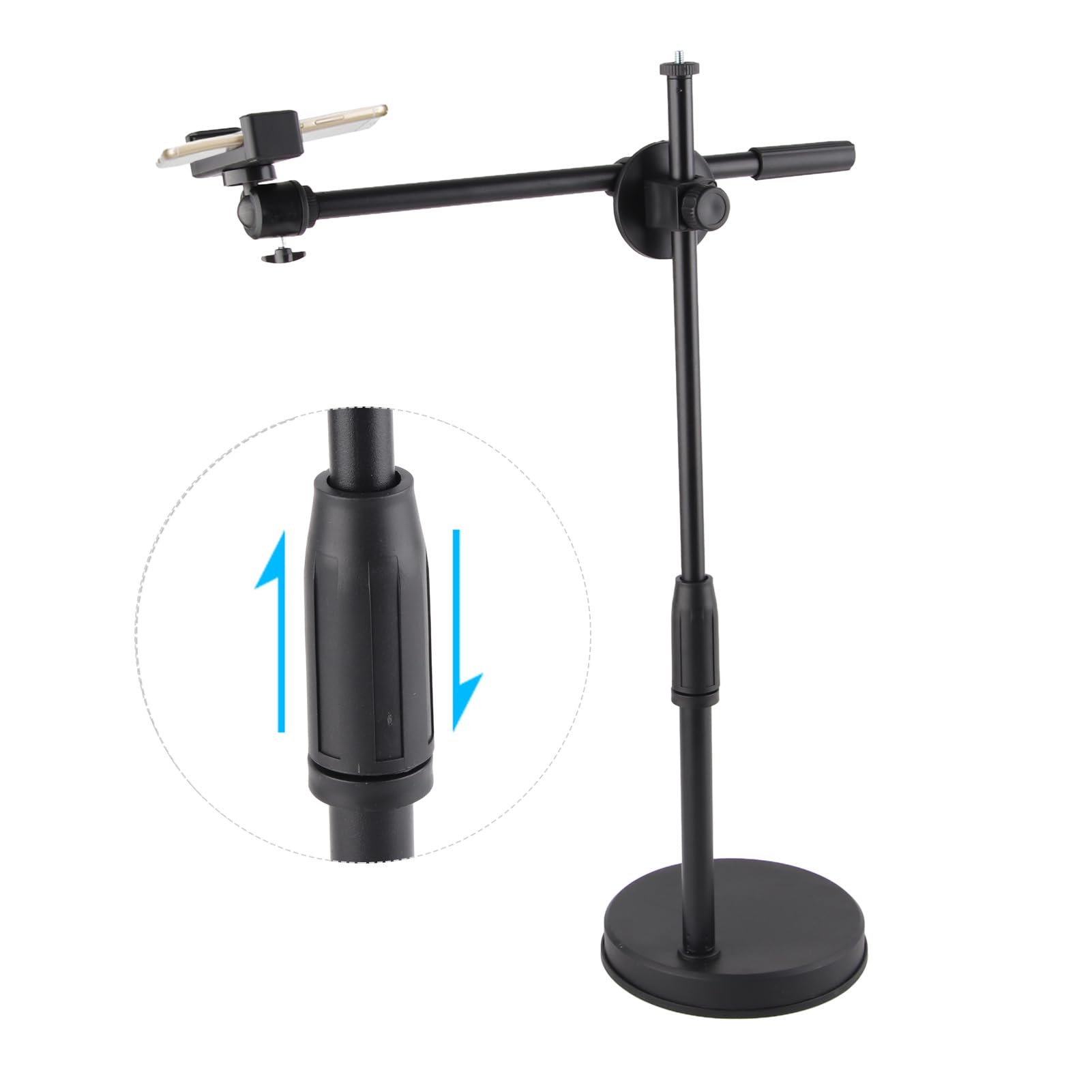 BORDSTRACT Adjustable Overhead Phone Mount - Desktop Phone Holder Stand with Photography Arm Bracket for Video Recording, Live Streaming & Shooting Fill Light | Perfect for YouTube Videos, TikTok Content Creation & Home Office Setup