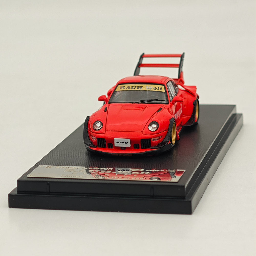 1/64 Scale RWB 993 GT RAUH Welt Diecast Model Car - Red Tall Wing Limited Edition Collectible for Display & Racing Enthusiasts | Perfect for Showcase, Gift Giving & Diecast Car Collections