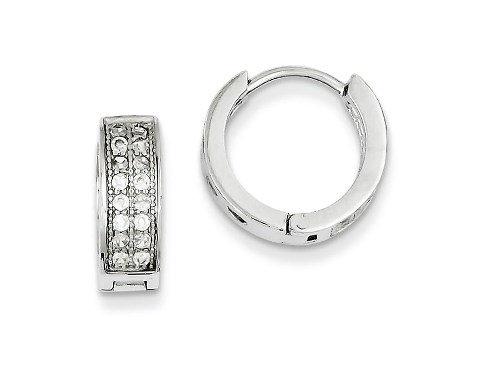 Sterling Silver Cubic Zirconia Hinged Hoop Earrings for Women - Elegant Dangle Earrings for Everyday Wear, Parties & Gifts | FJC Finejewelers