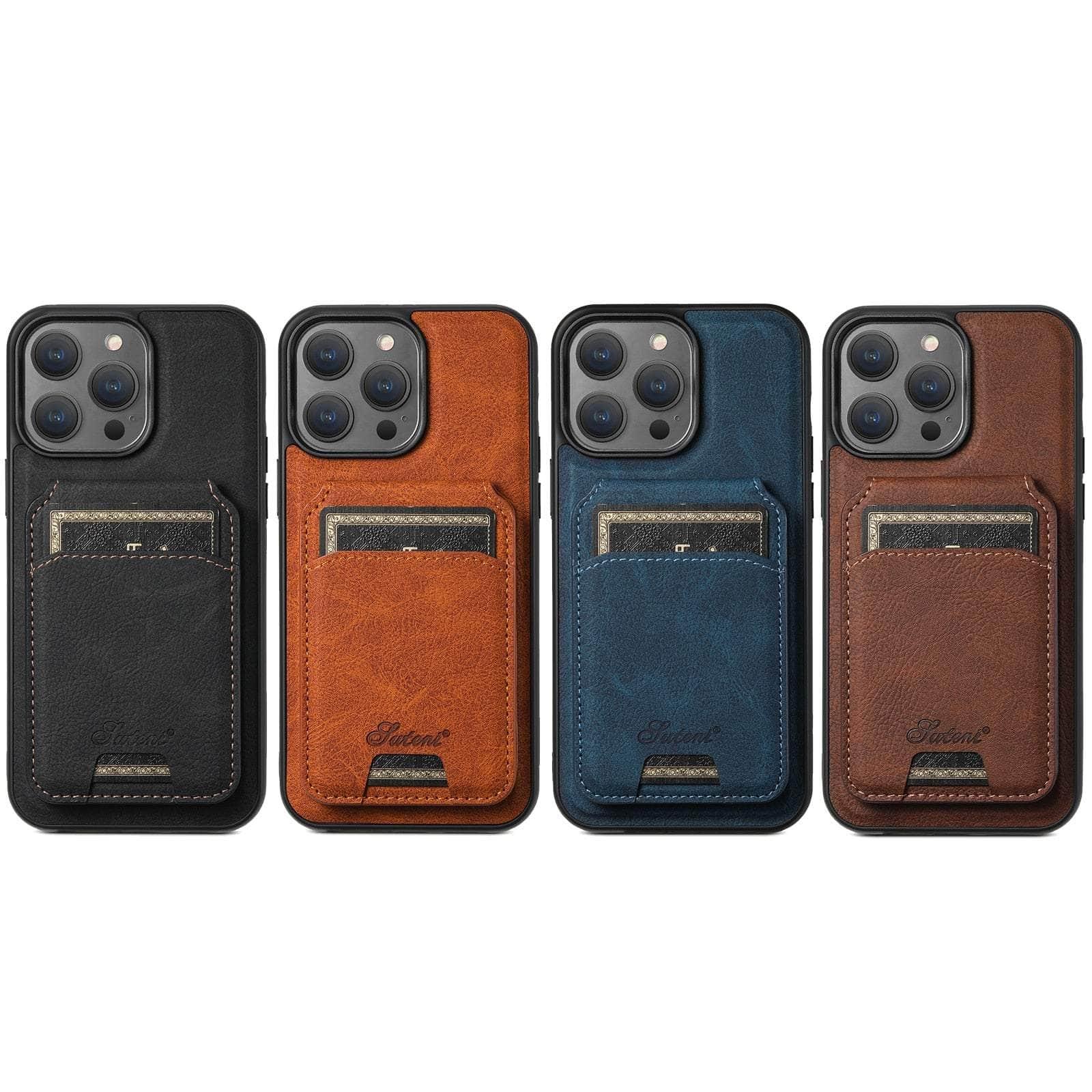 Magnetic Leather Wallet Case for iPhone 15 Plus - Slim RFID Blocking Card Holder with Strong Magnets - Perfect for Everyday Use, Travel & Business Meetings