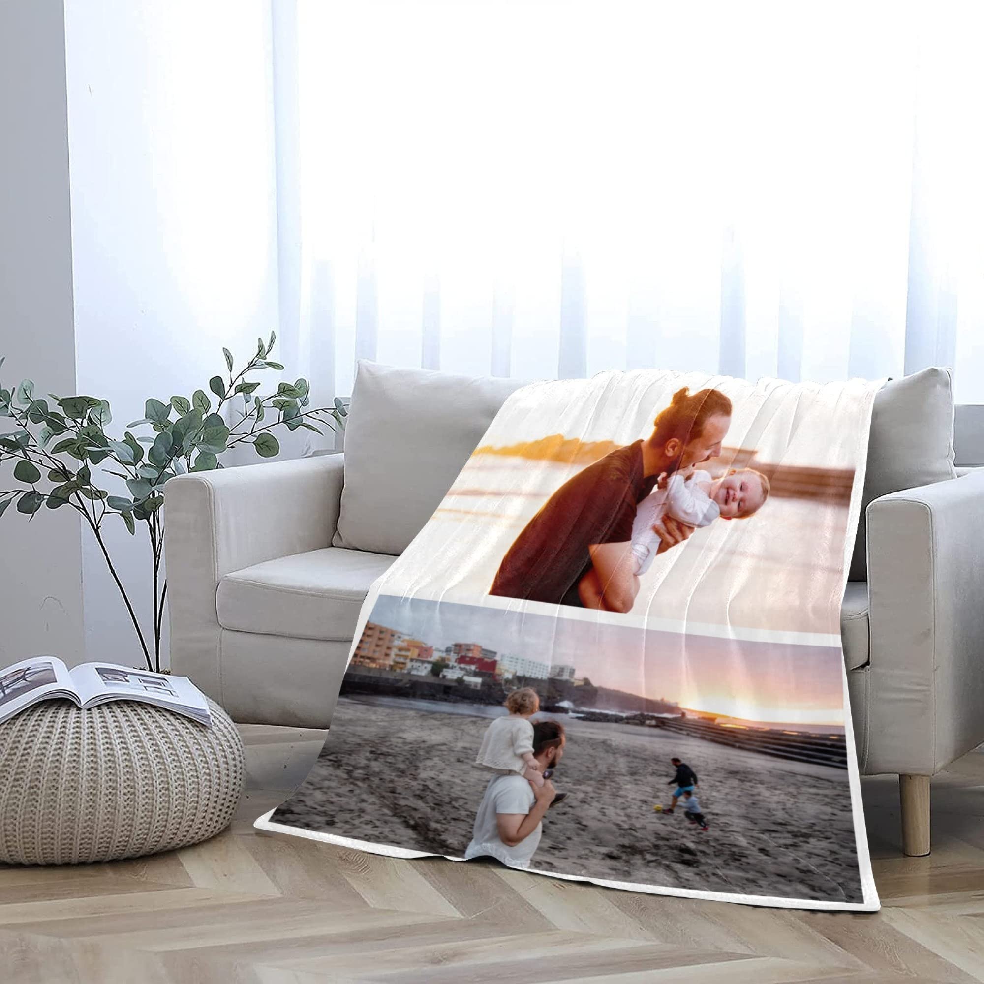 **Personalized Photo Collage Blanket - Custom Flannel Fleece Throw Blanket for Dad, Grandpa, Husband - Unique Gift from Daughter, Son, or Wife - Perfect for Father's Day, Birthdays & Cozy Family Moments**