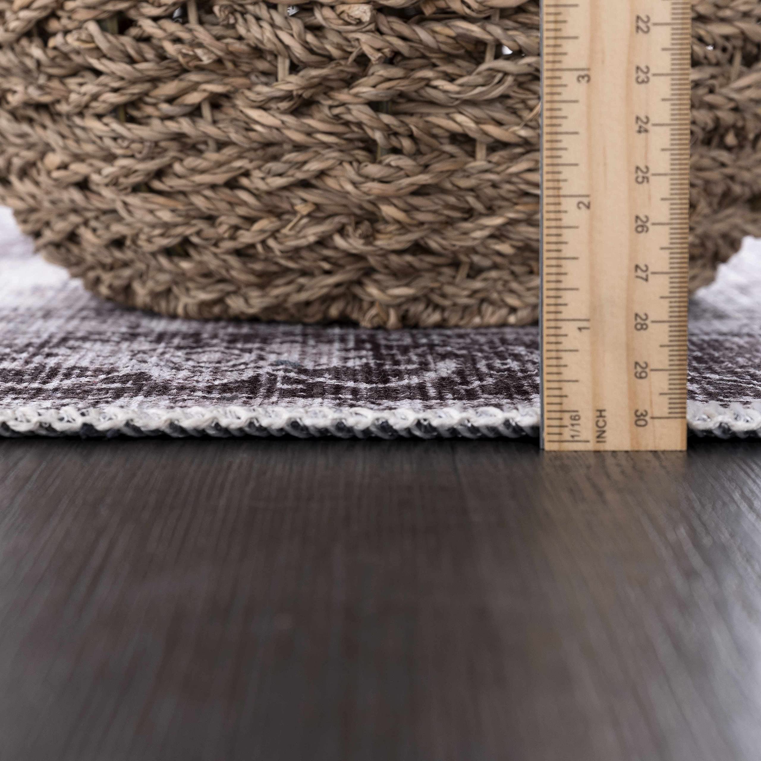 Hauteloom Kyan Washable Area Rug for Living Room & Bedroom - Traditional Design in Gray, Black, Peach - 8'10