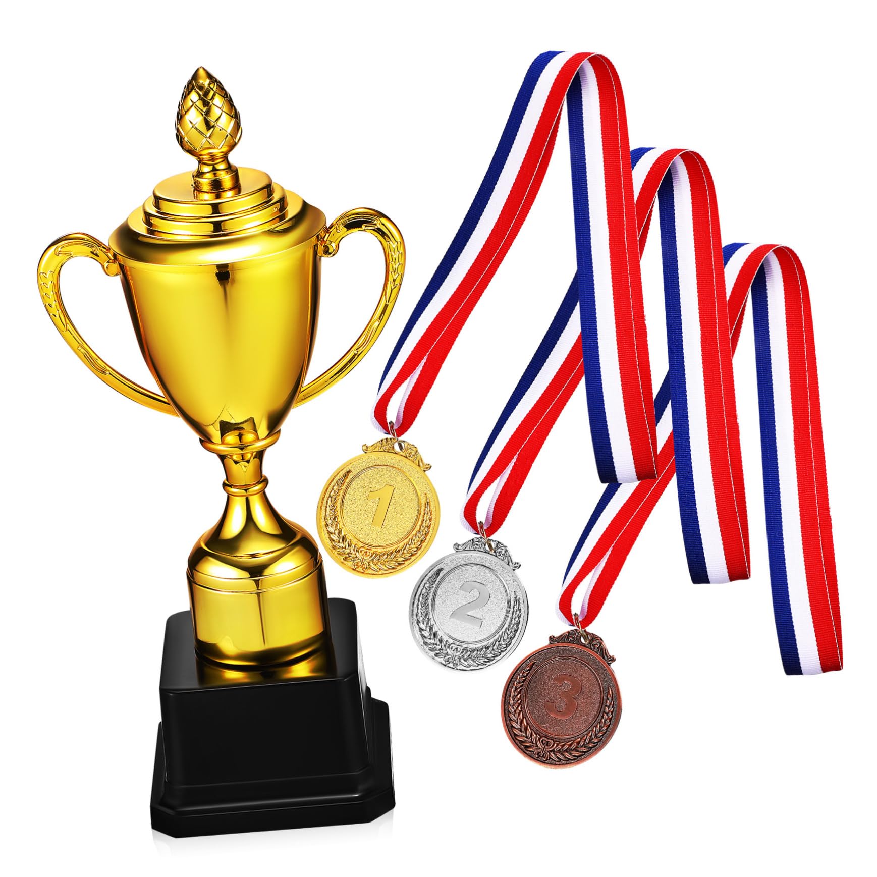 KOMBIUDA Plastic Trophy Toy - Gold Award Trophy for Kids Competition, Sports & School Rewards - Perfect for Birthday Parties, Classroom Prizes & Team Celebrations