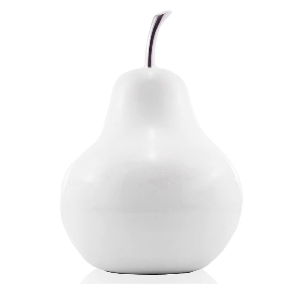 White Jumbo Pear Shaped Aluminum Accent Home Decor - Elegant Modern Table Centerpiece for Living Room, Dining Table, and Office Desk Decorations