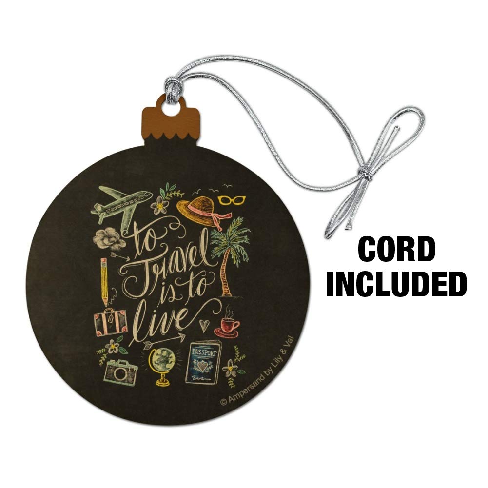 Travel is to Live Wood Christmas Tree Holiday Ornament - Handcrafted Wooden Xmas Decor for Home, Christmas Tree & Holiday Gifts | Perfect for Christmas Decorations, Holiday Parties & Festive Home Décor