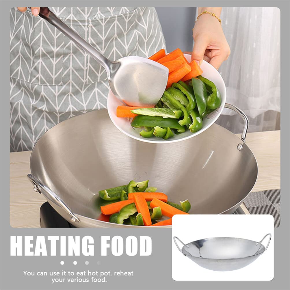 Happyyami 8-Inch Stainless Steel Wok Pan Set (2-Piece) - Nonstick Stir Fry Pan with Double Handles for Induction, Electric & Gas Stoves - Perfect for Asian Cooking, Stir-Frying, Deep Frying & Sautéing