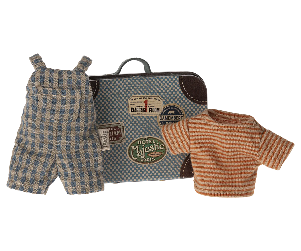 Maileg Big Brother Mouse Plush Toy with Overalls & Shirt - Adorable Travel Companion for Kids' Suitcase Play & Gift Ideas