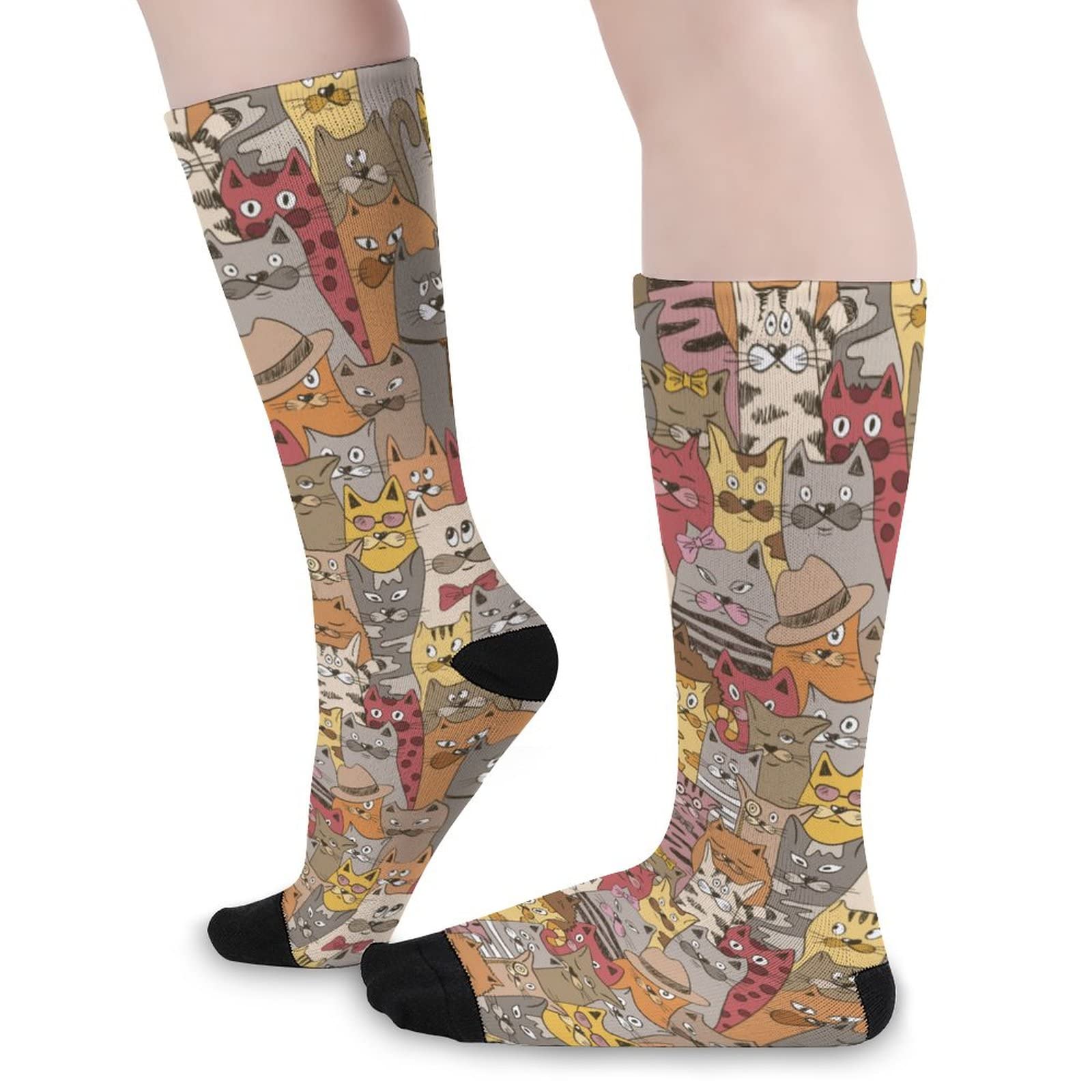Funny Cat Crew Socks - Colorful Novelty Crazy Print Socks for Women & Men (Unisex) - Perfect for Gifts, Cosplay & Everyday Wear